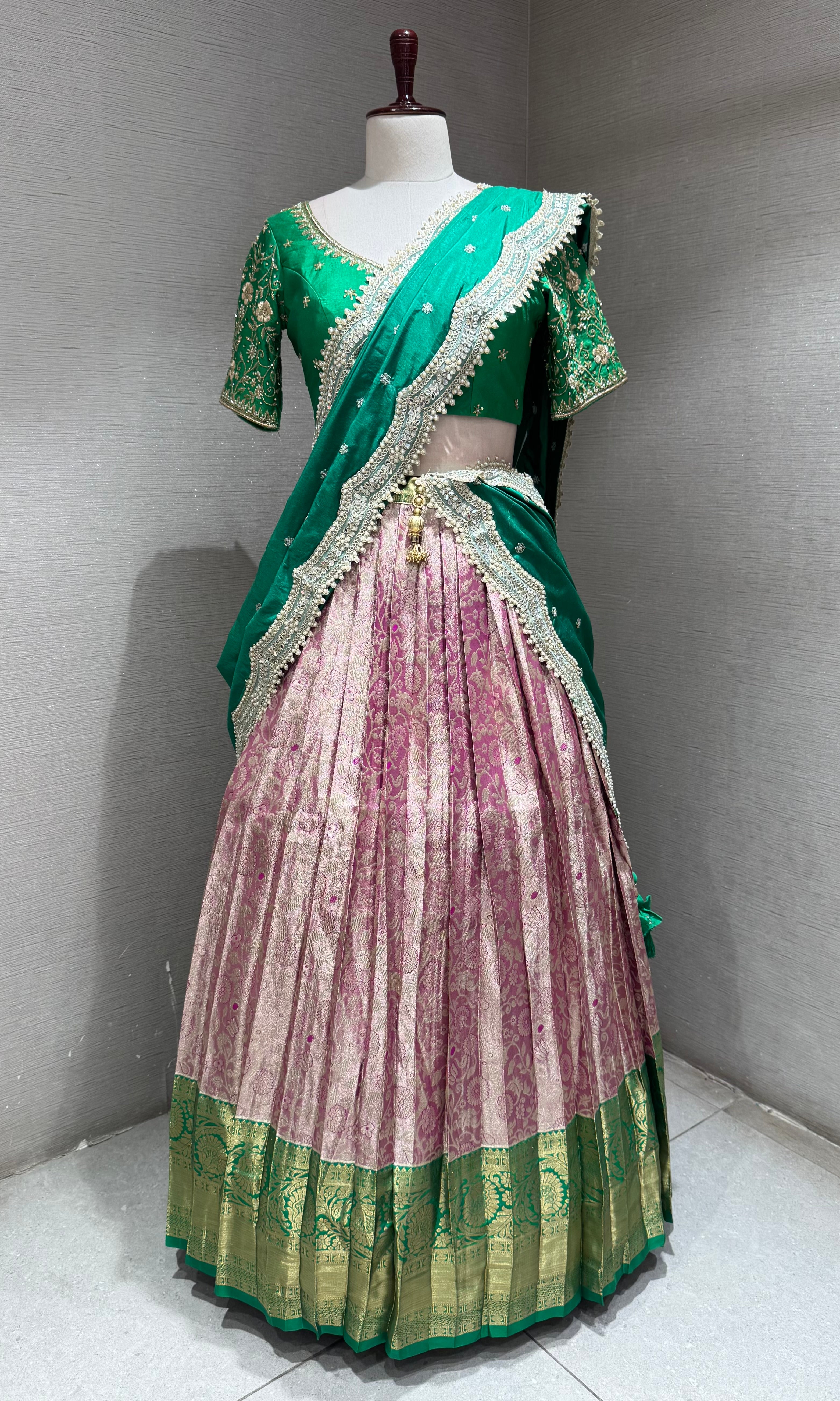 Green Kanchipuram Silk Lehenga Set