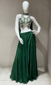 Green and Gold Halter Neck Palazzo set