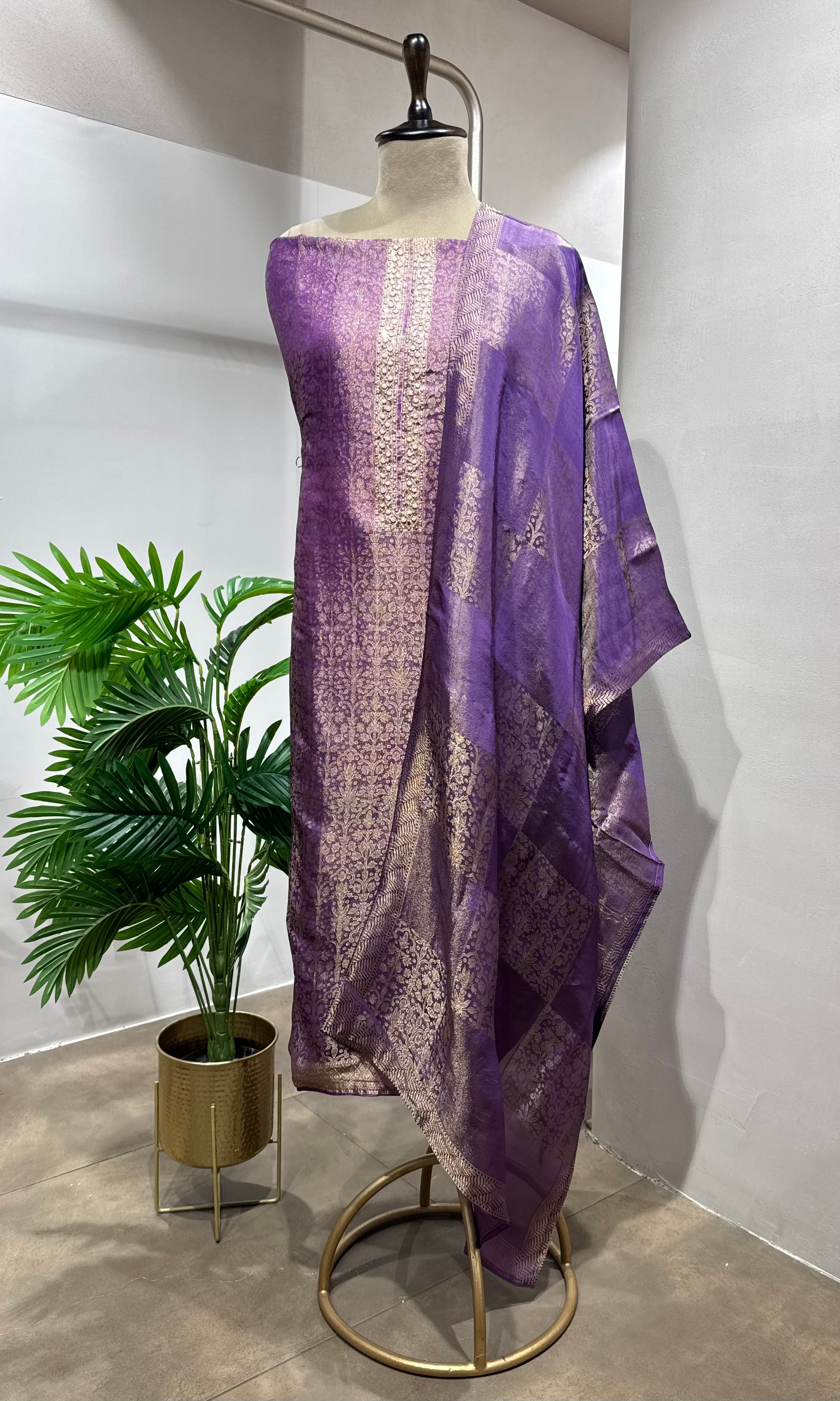 Purple Banarasi Silk DRESS MATERIAL
