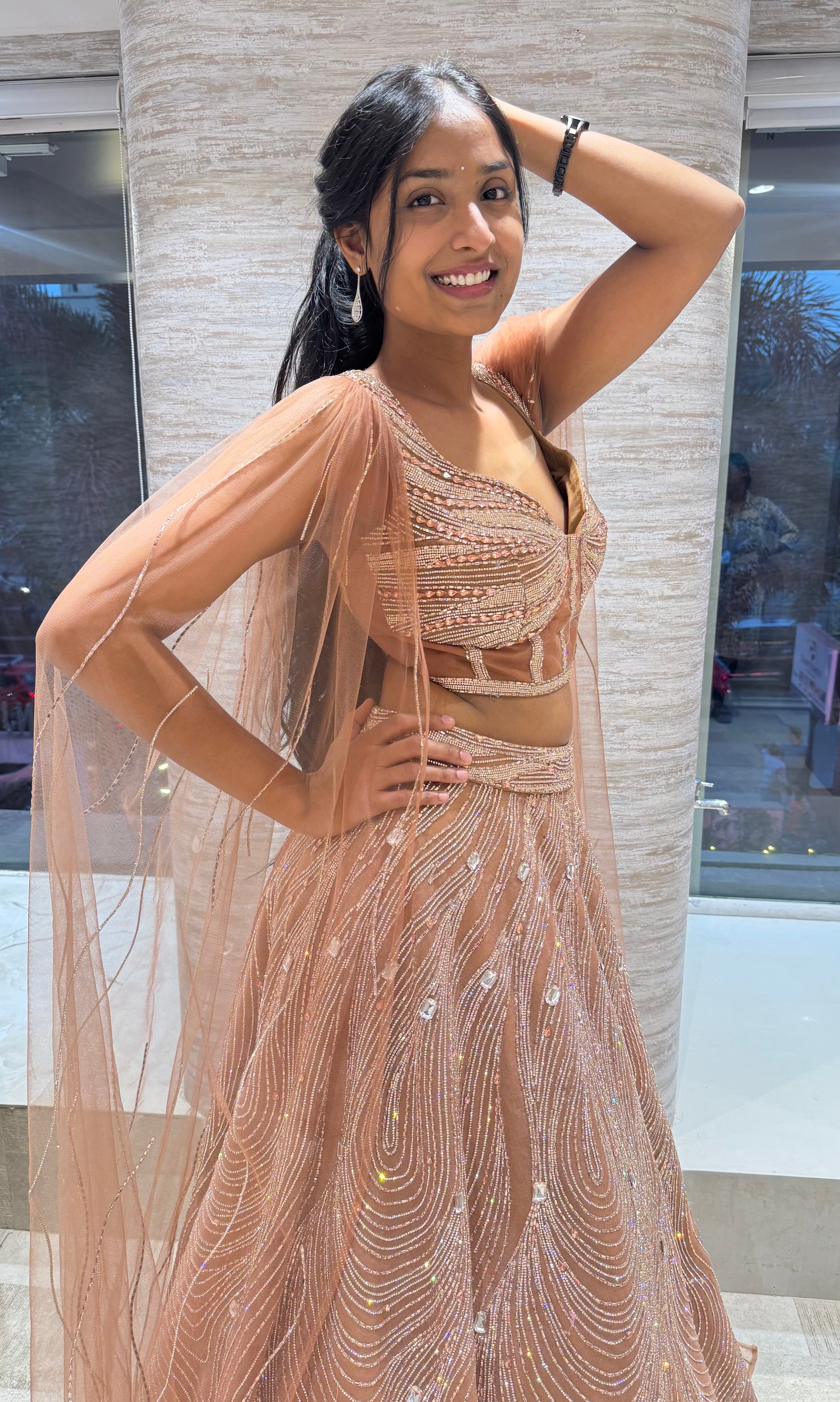 Honey Gold Crystal Lehenga