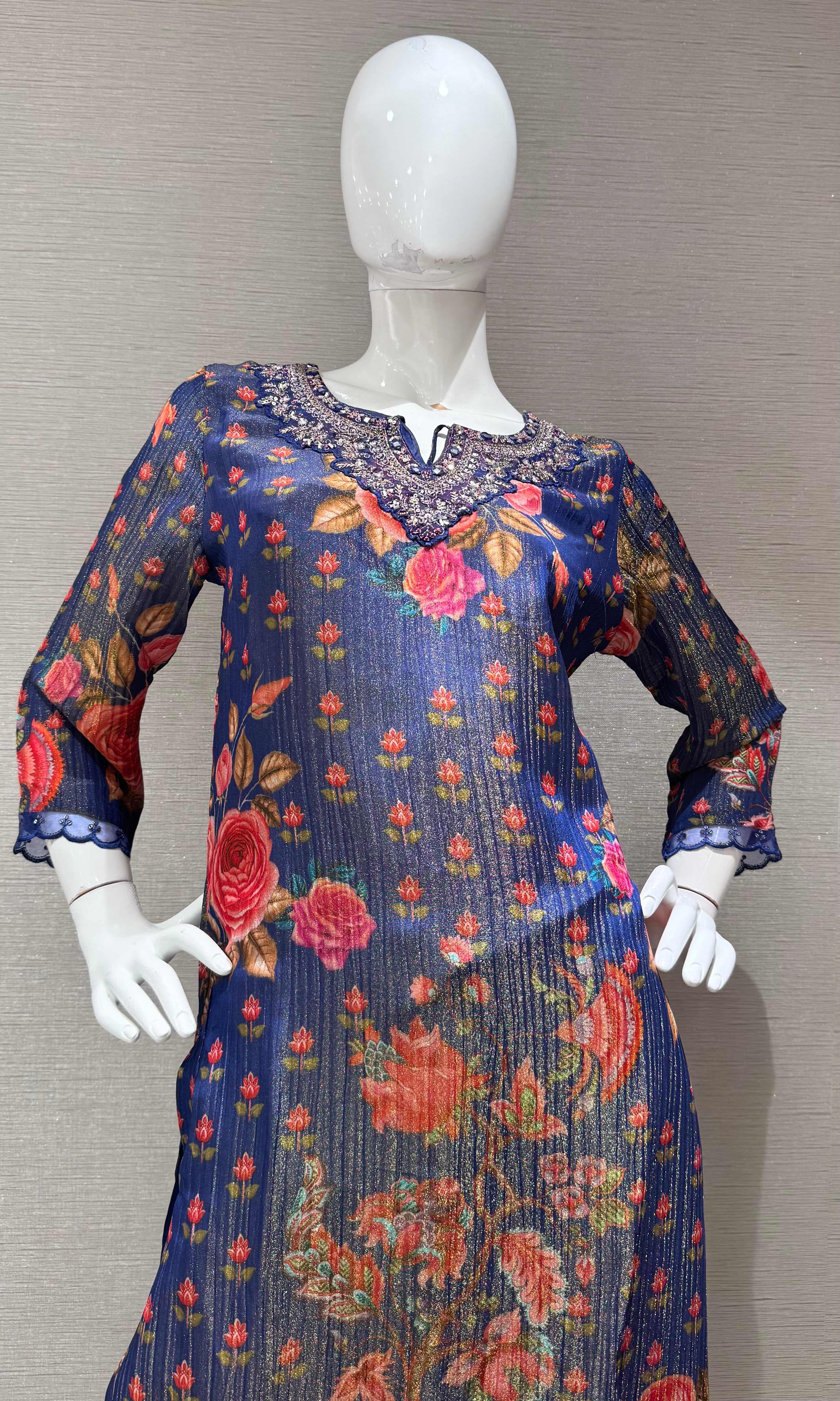 Purple Floral printed kurta set
