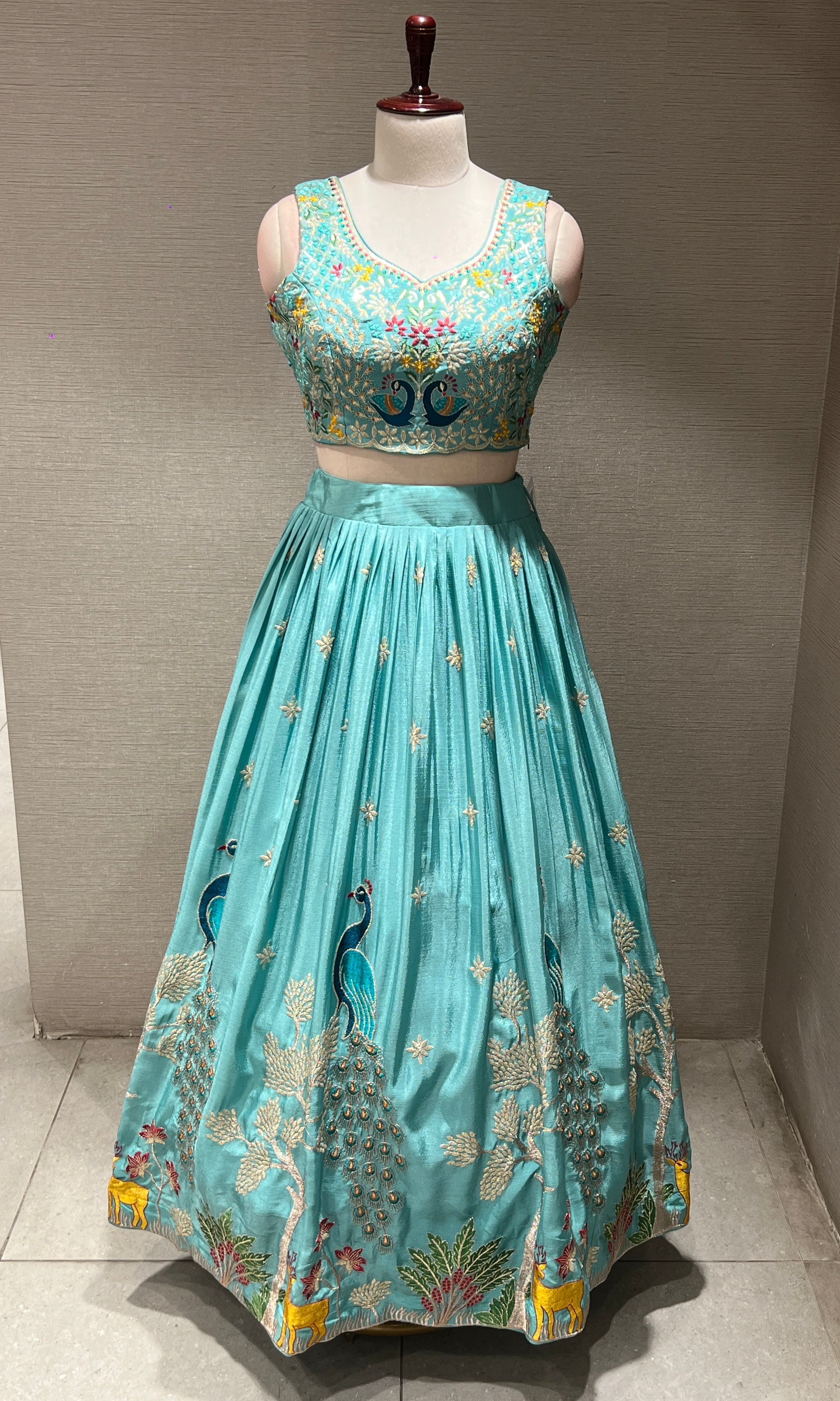 Blue Lehenga WITH PEACOCK DESIGN