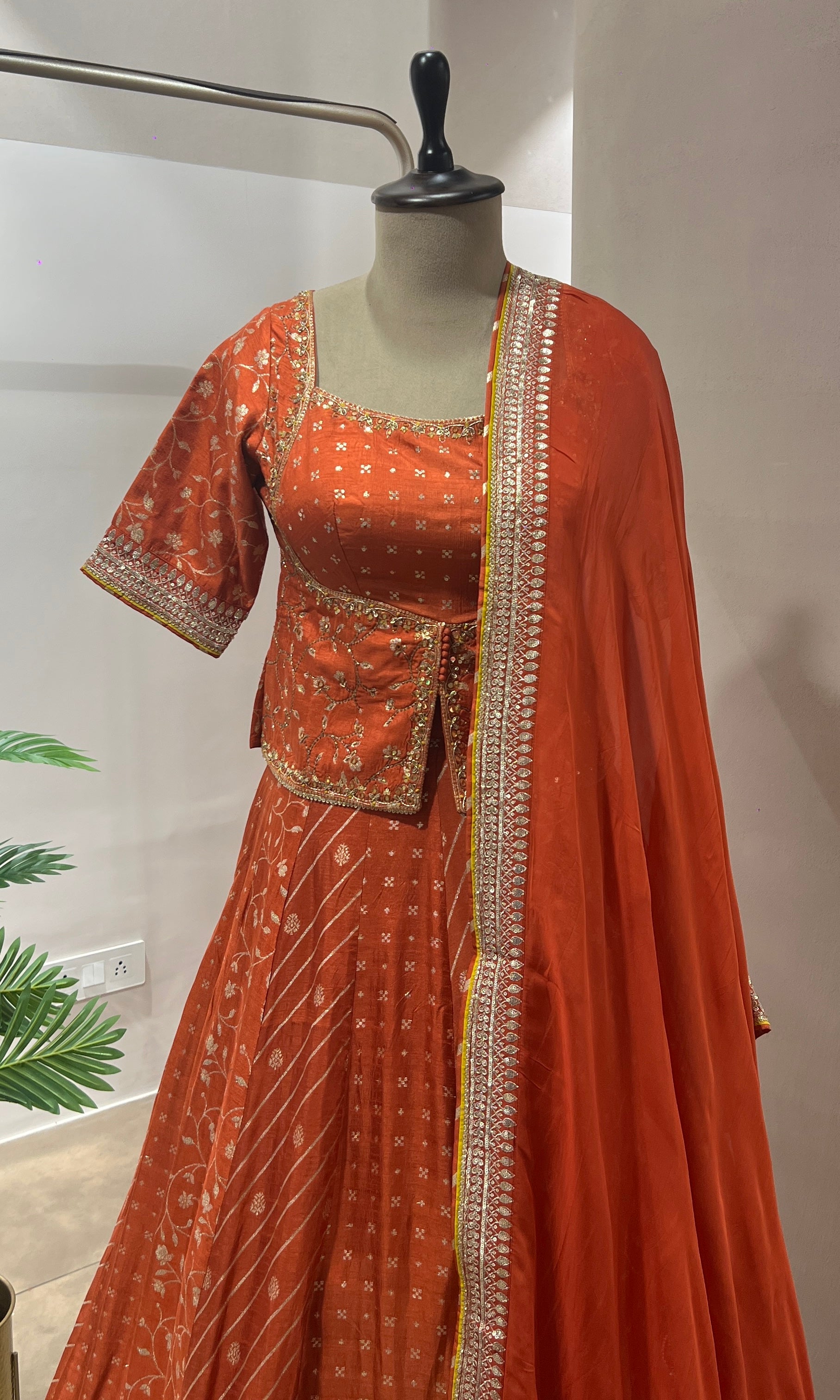 Rust INTRICATE GOLD EMBROIDERED LEHENGA