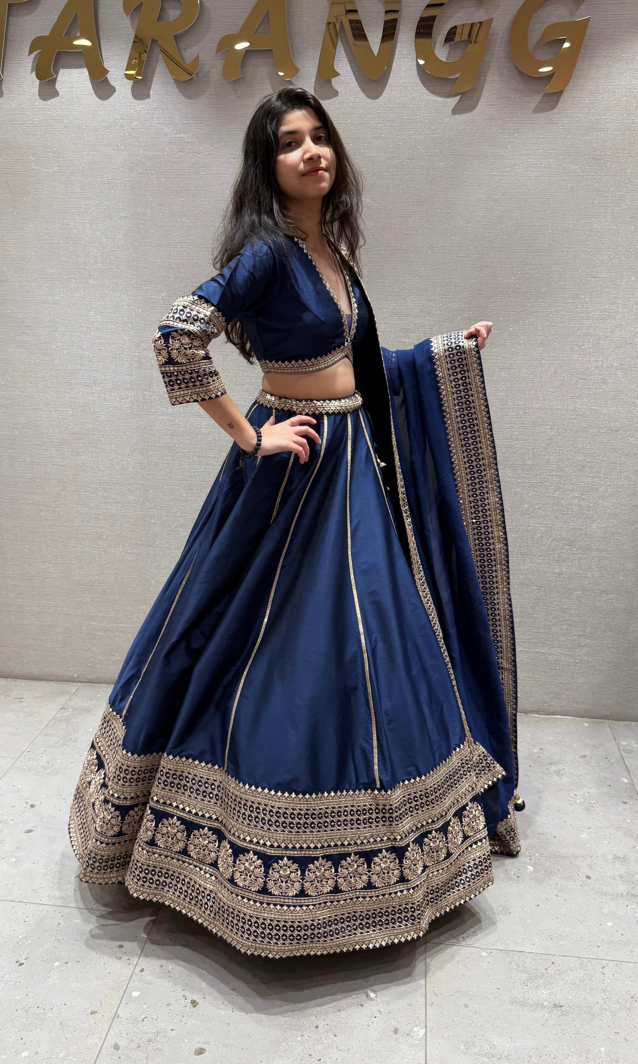 ROYAL BLUE RAW SILK LEHENGA