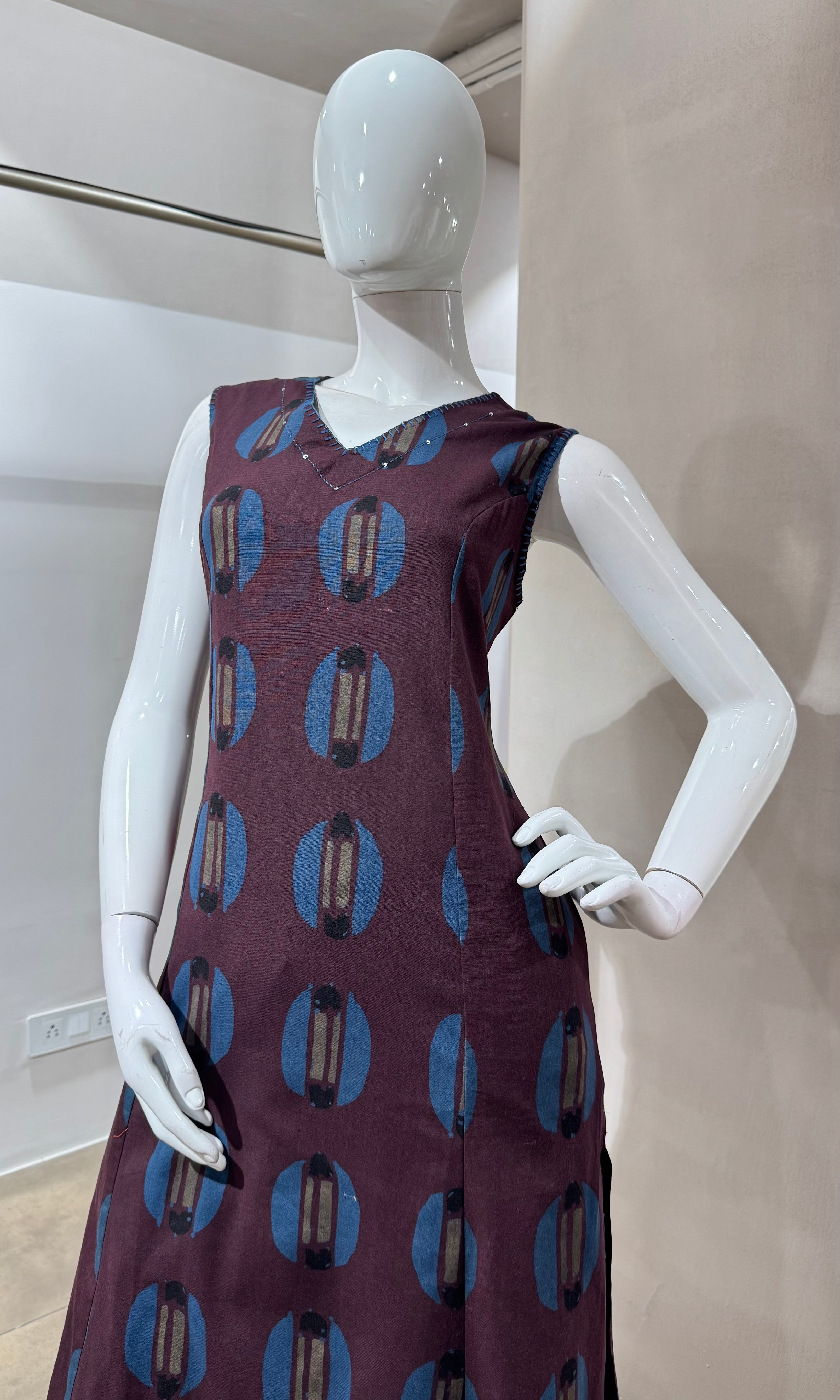 BROWN KURTI WITH BOTTOM