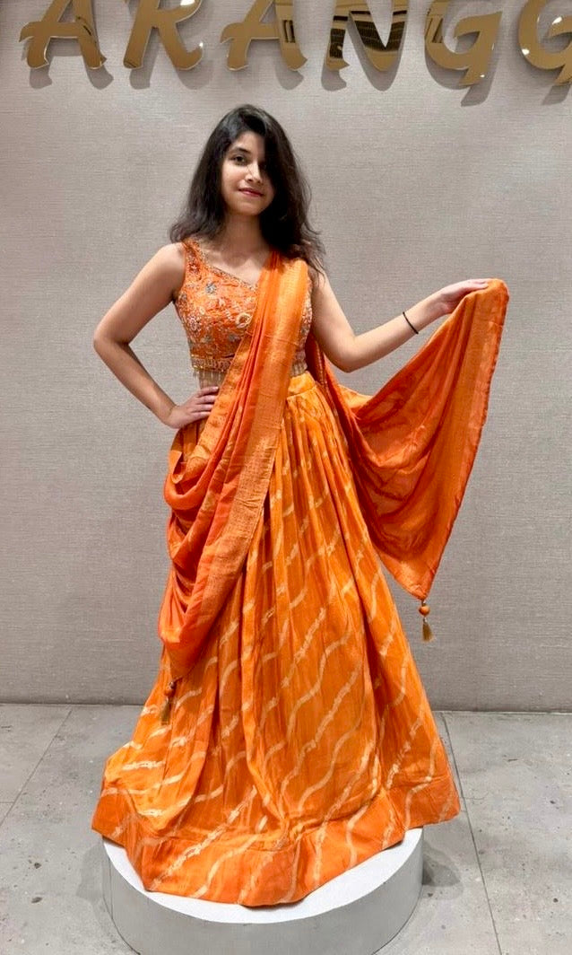 Marigold Sunrise Bandhani Lehenga