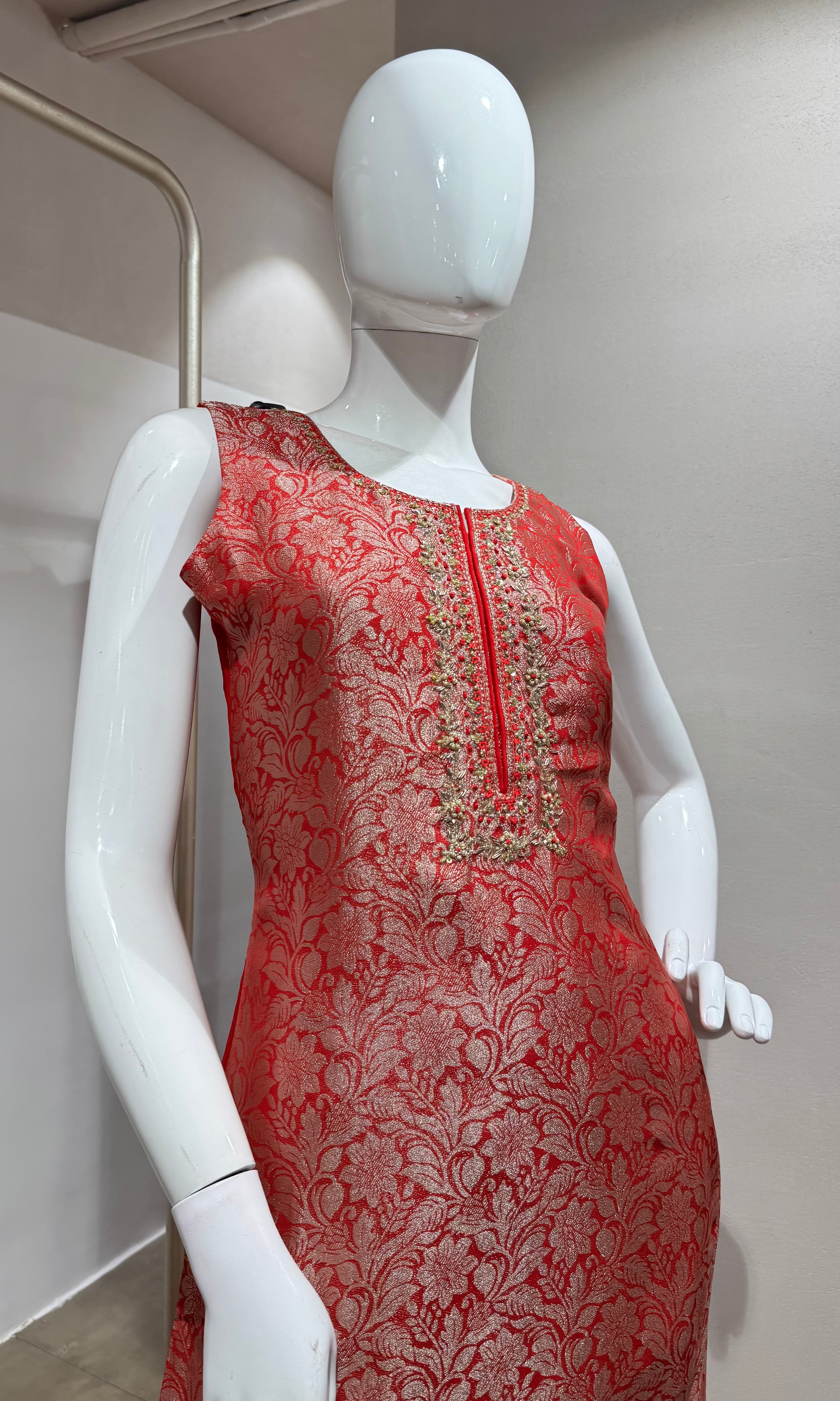 RANI pink Banarasi kurta set