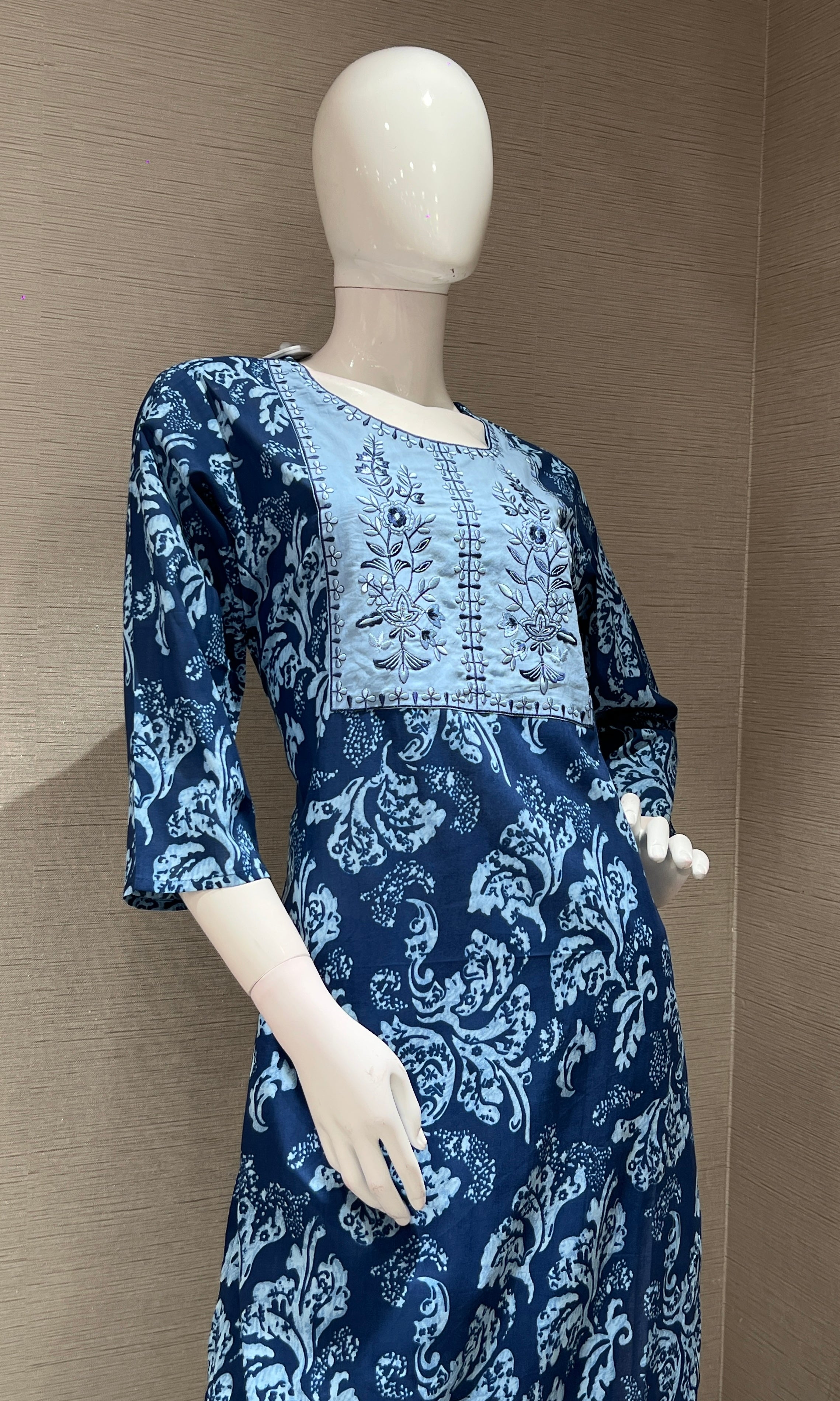 Navy blue PRINTED kurta set