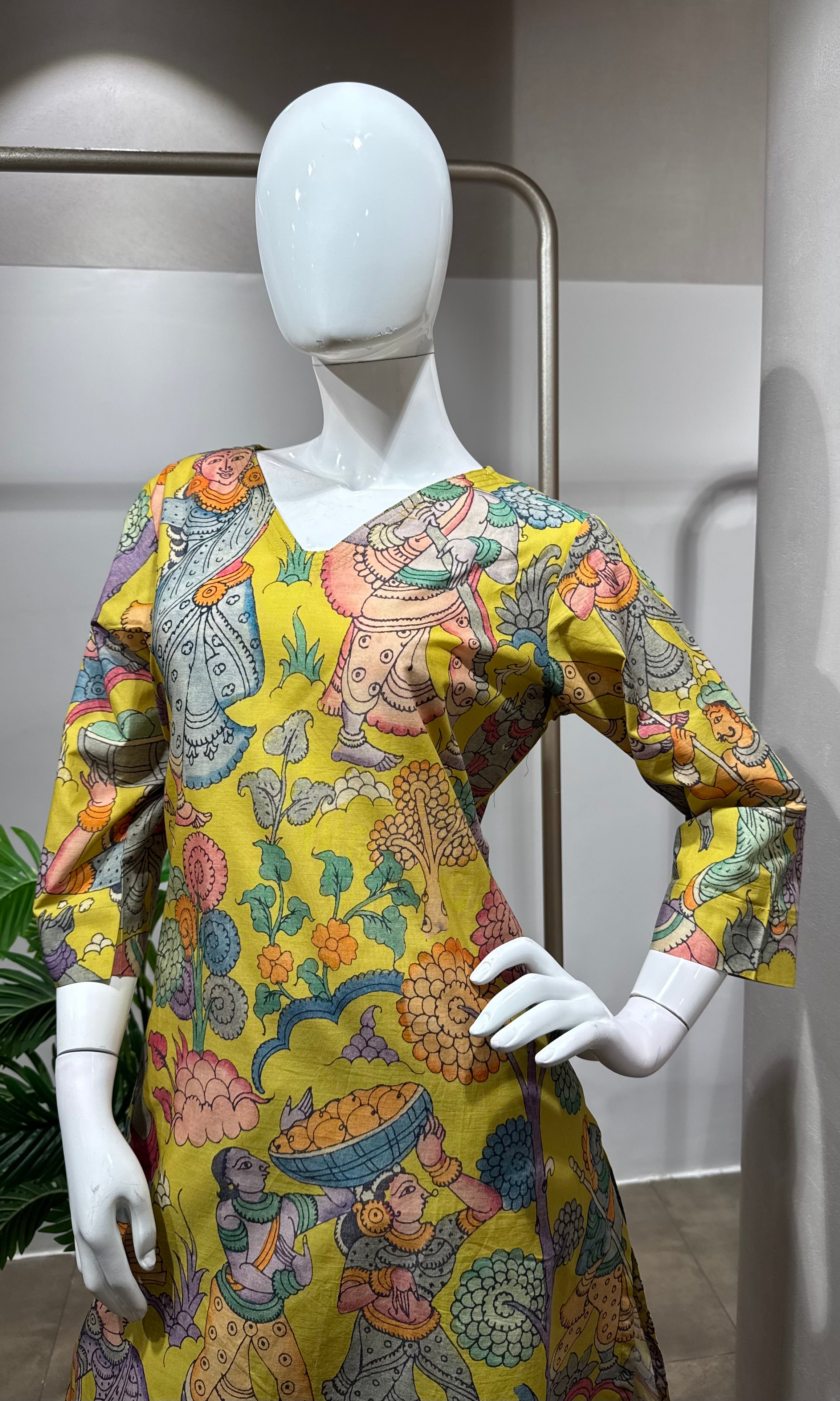 Mehandi green printed kurti with bottom
