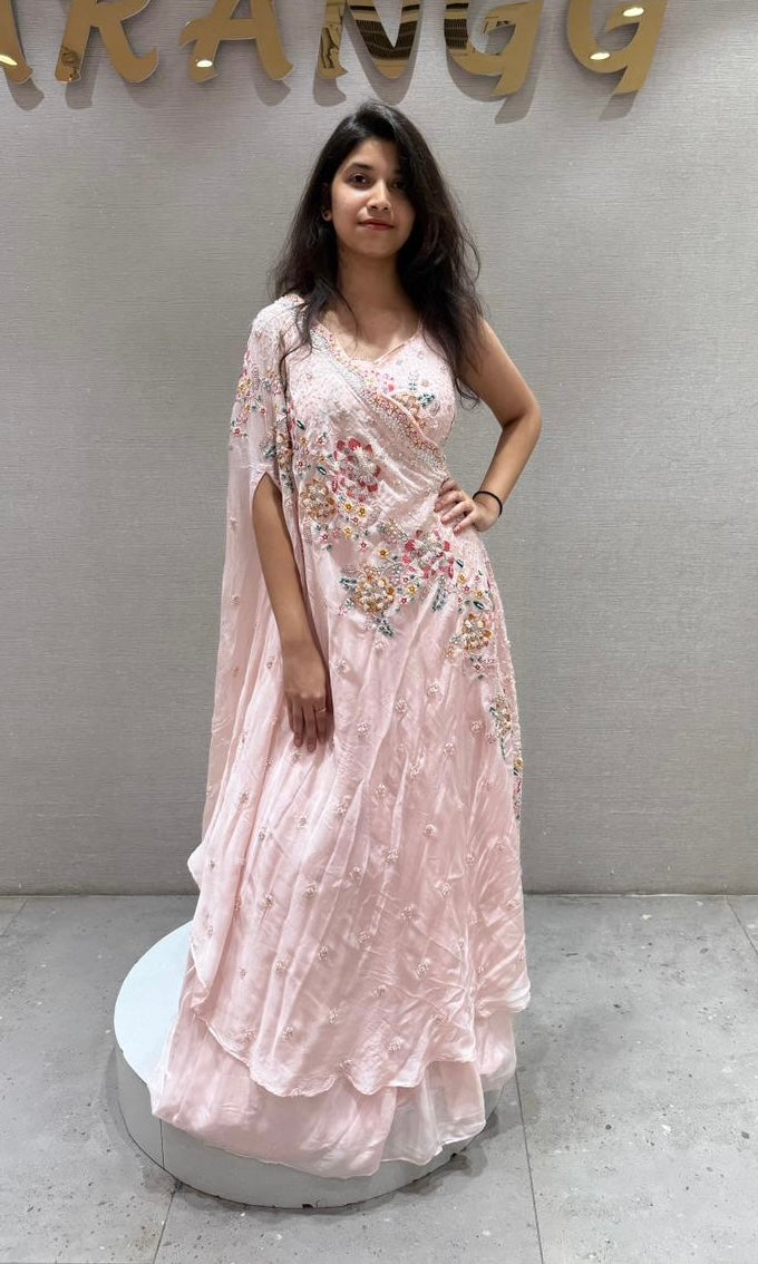 Ethereal Baby Pink Long Dress