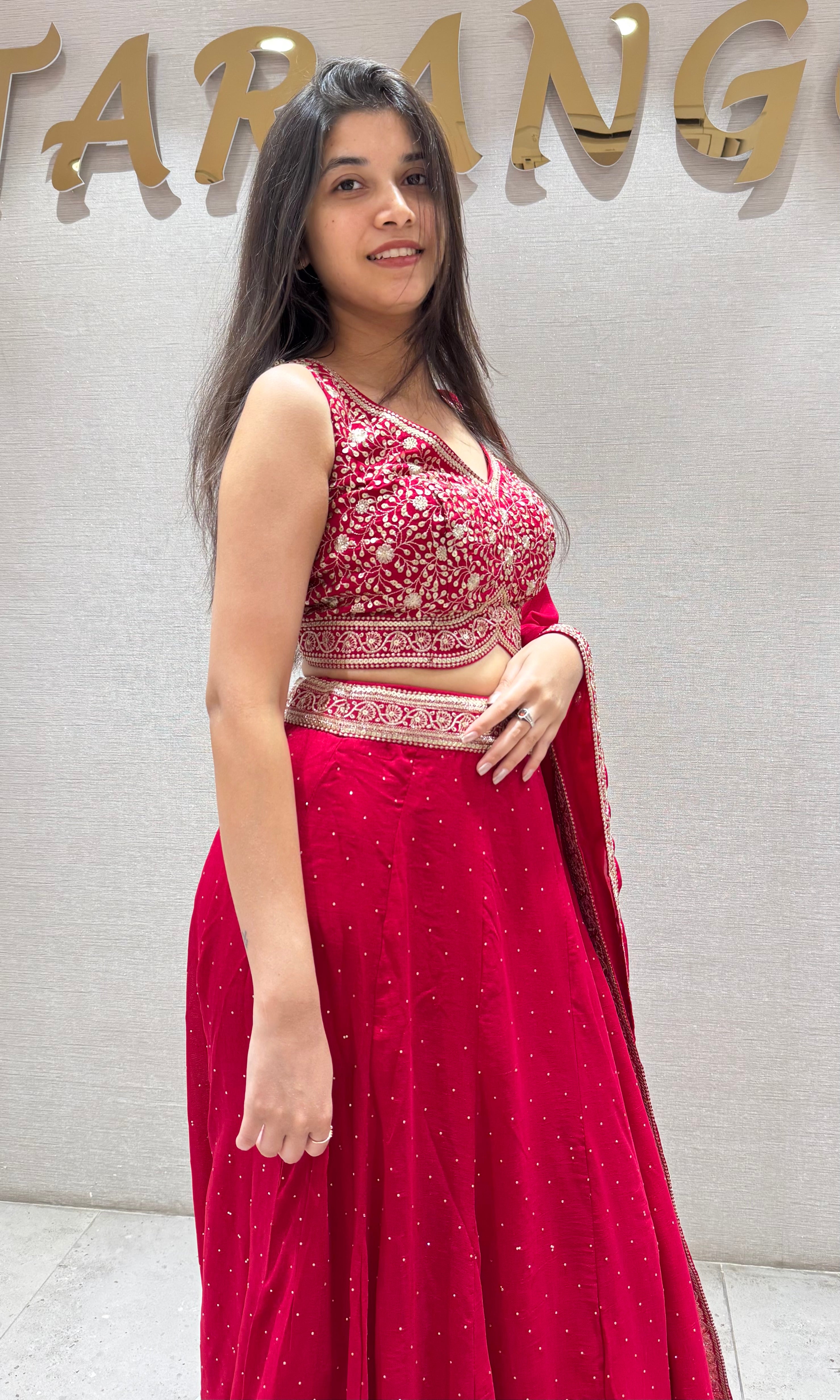 Rani Pink Lehenga Gold Embroidery