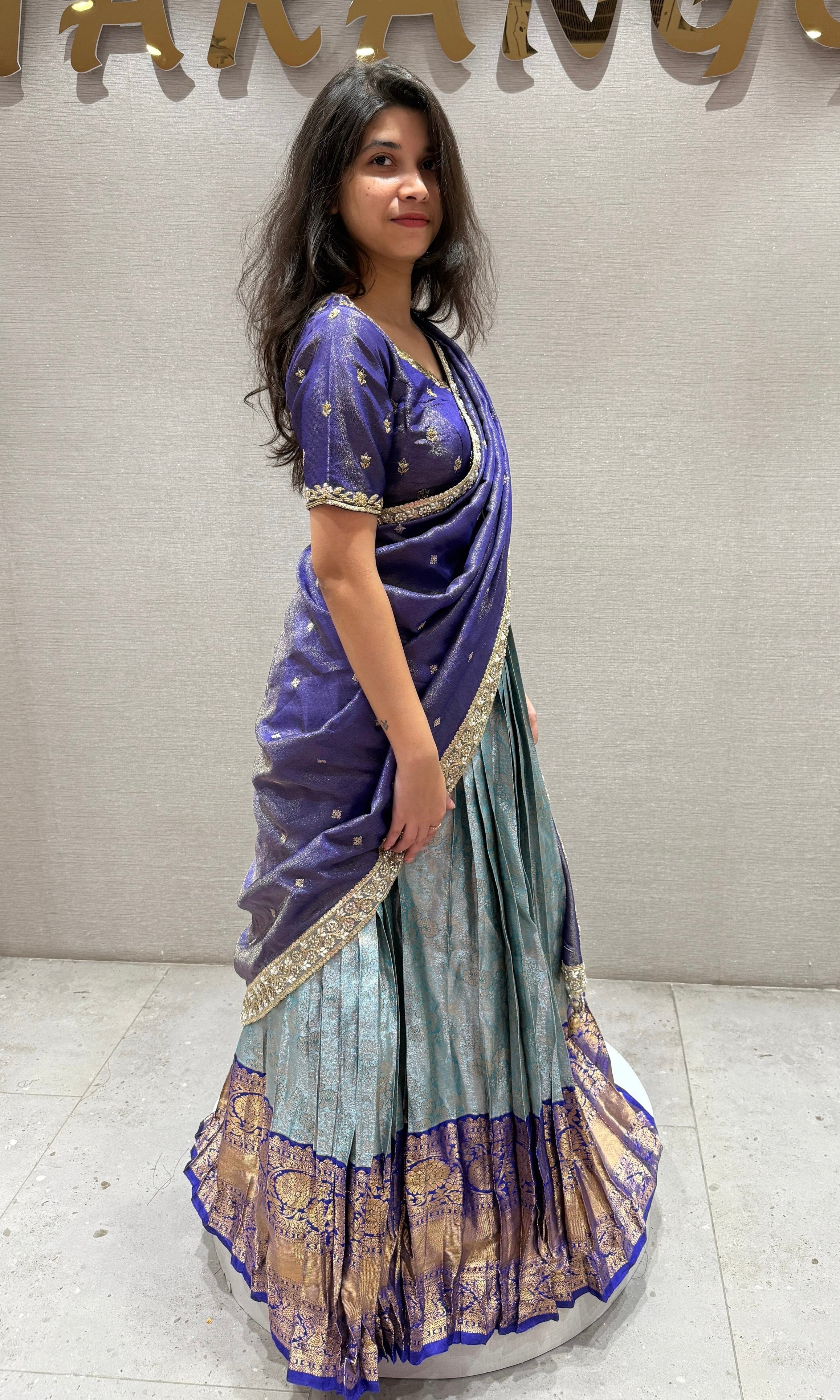 Purple pattu Lehenga