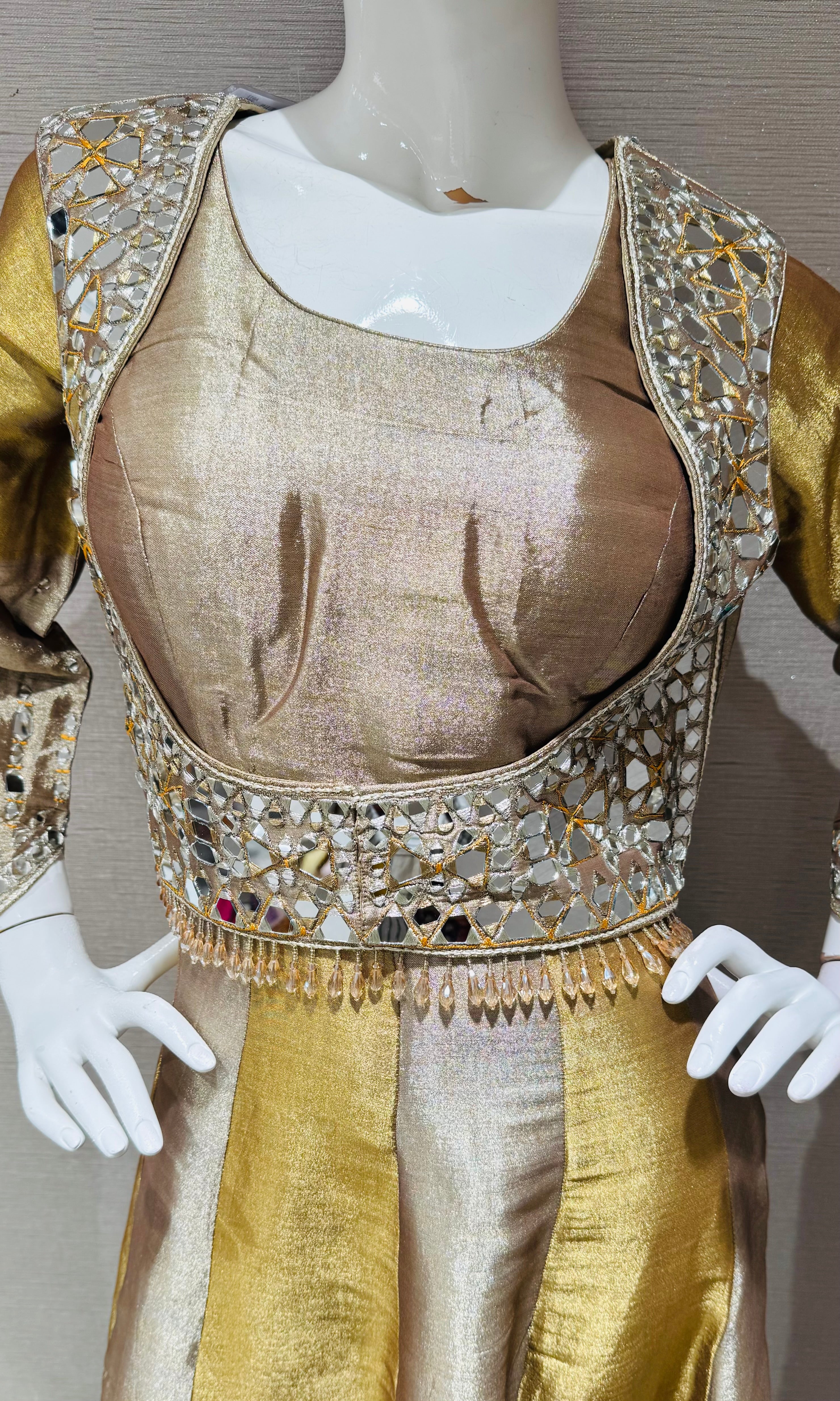 Gold and Silver Beagh Fusion Anarkali with coat