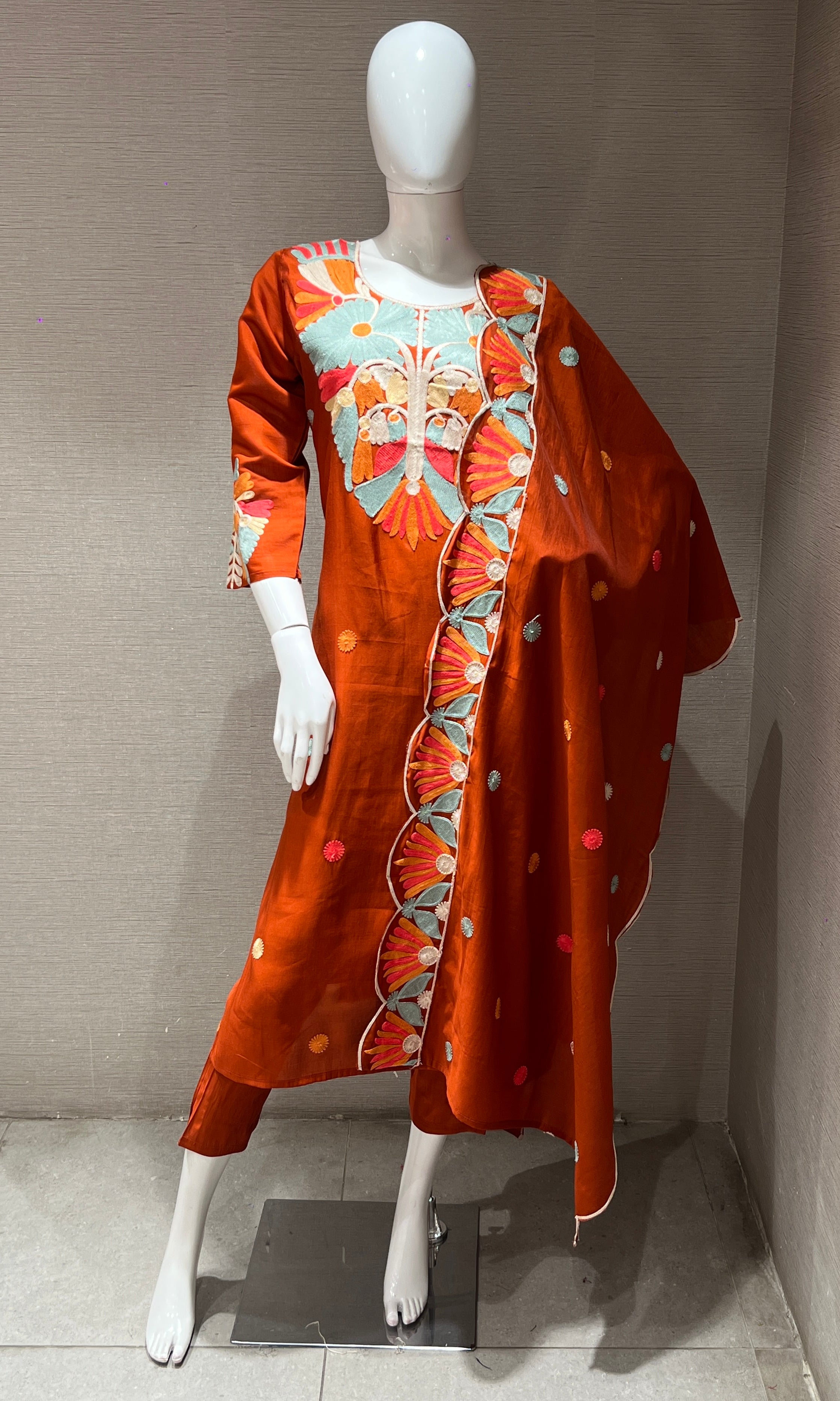 Rust orange kurta set
