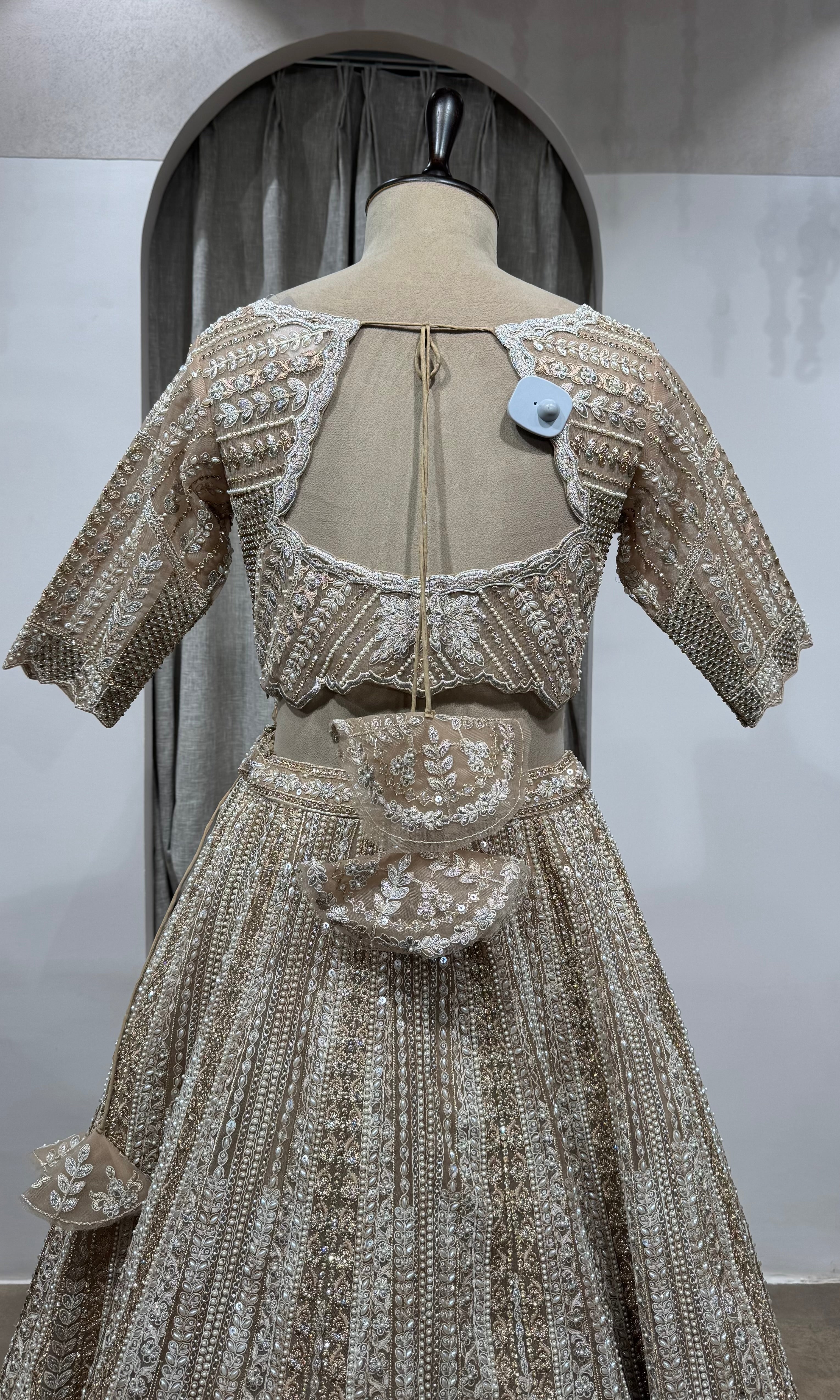 Biege Gold Heavy Embroidered Designer Lehenga Set