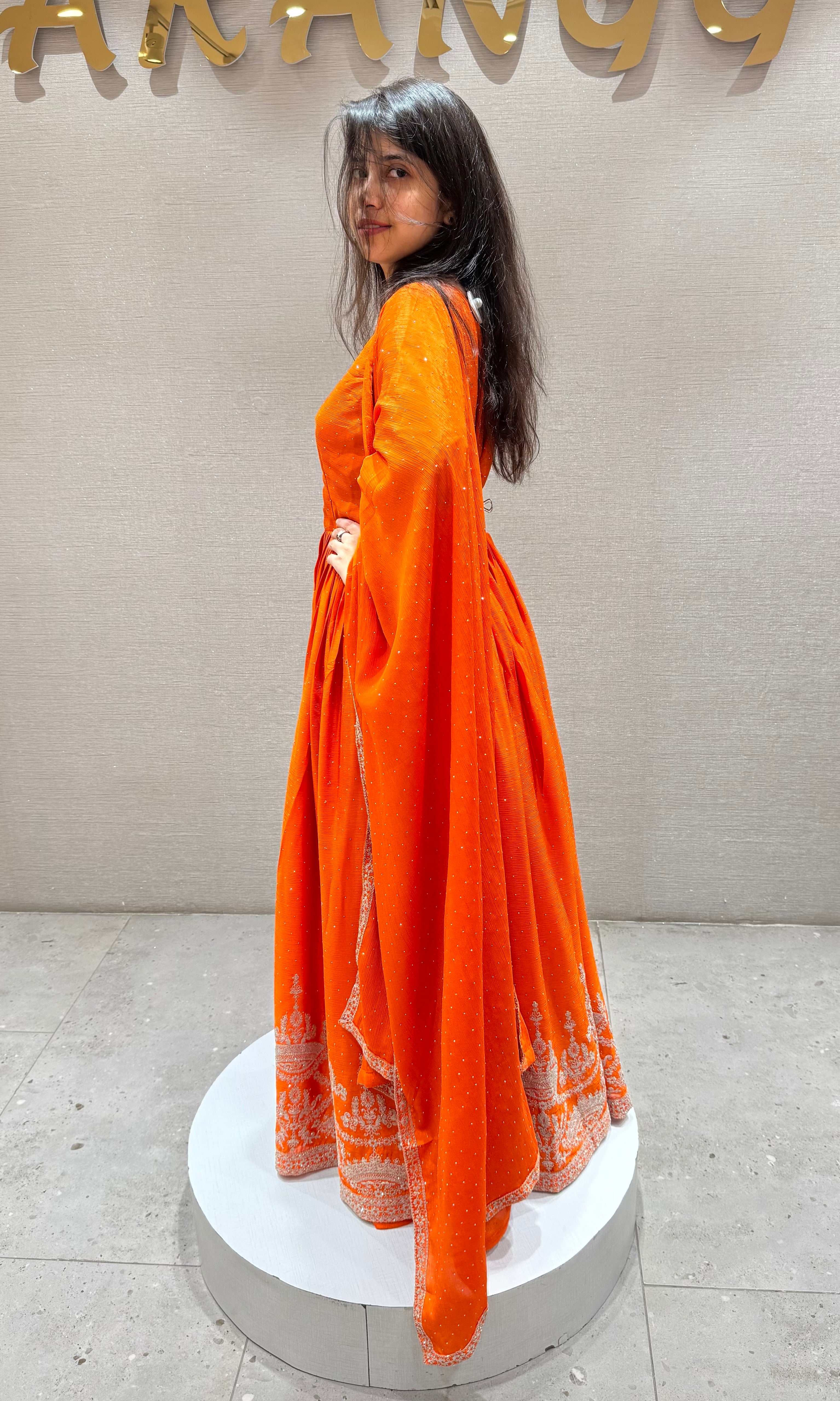 Rust GOLDEN GLOW EMBROIDERY ANARKALI