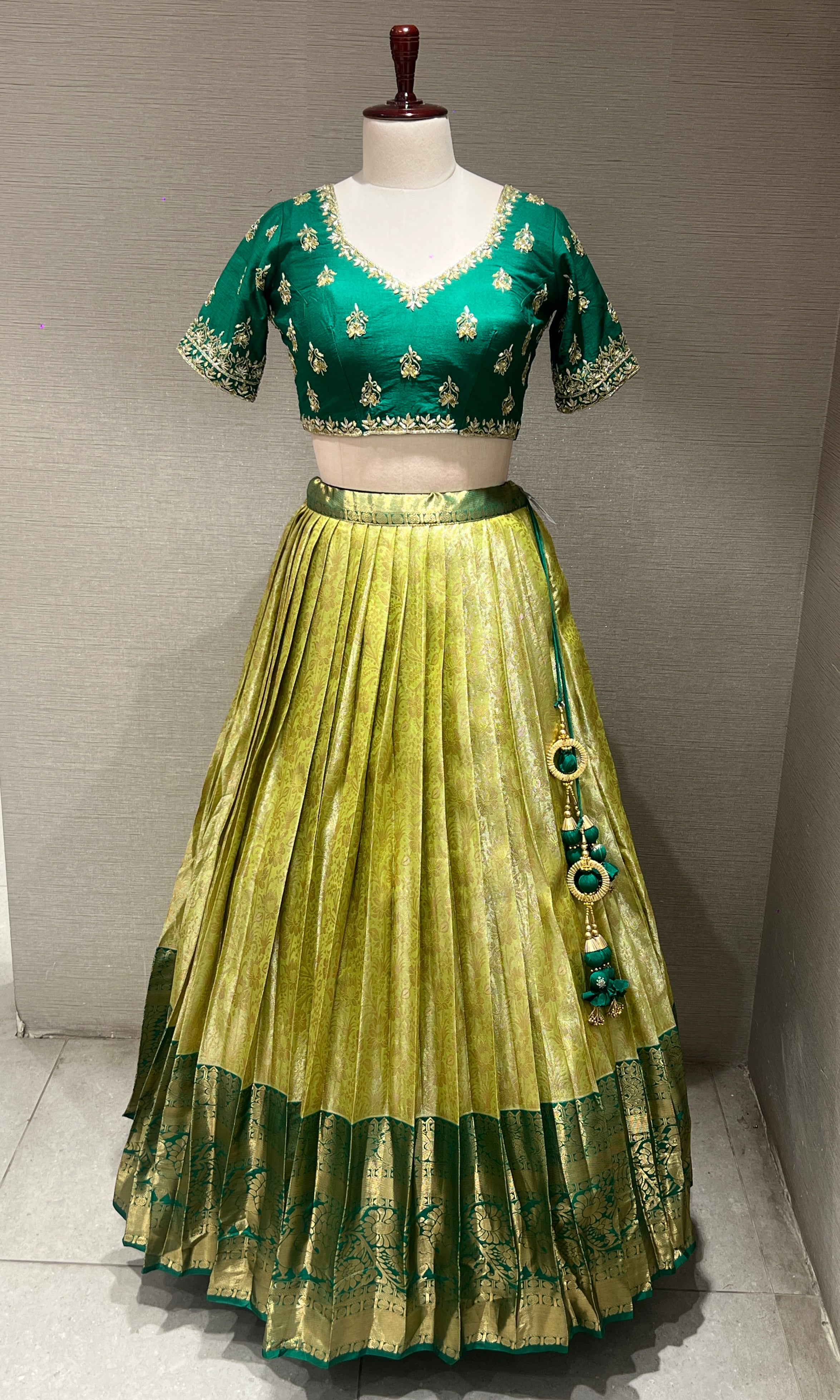 Green Emerald Lehenga WITH RAW SILK DUPATTA
