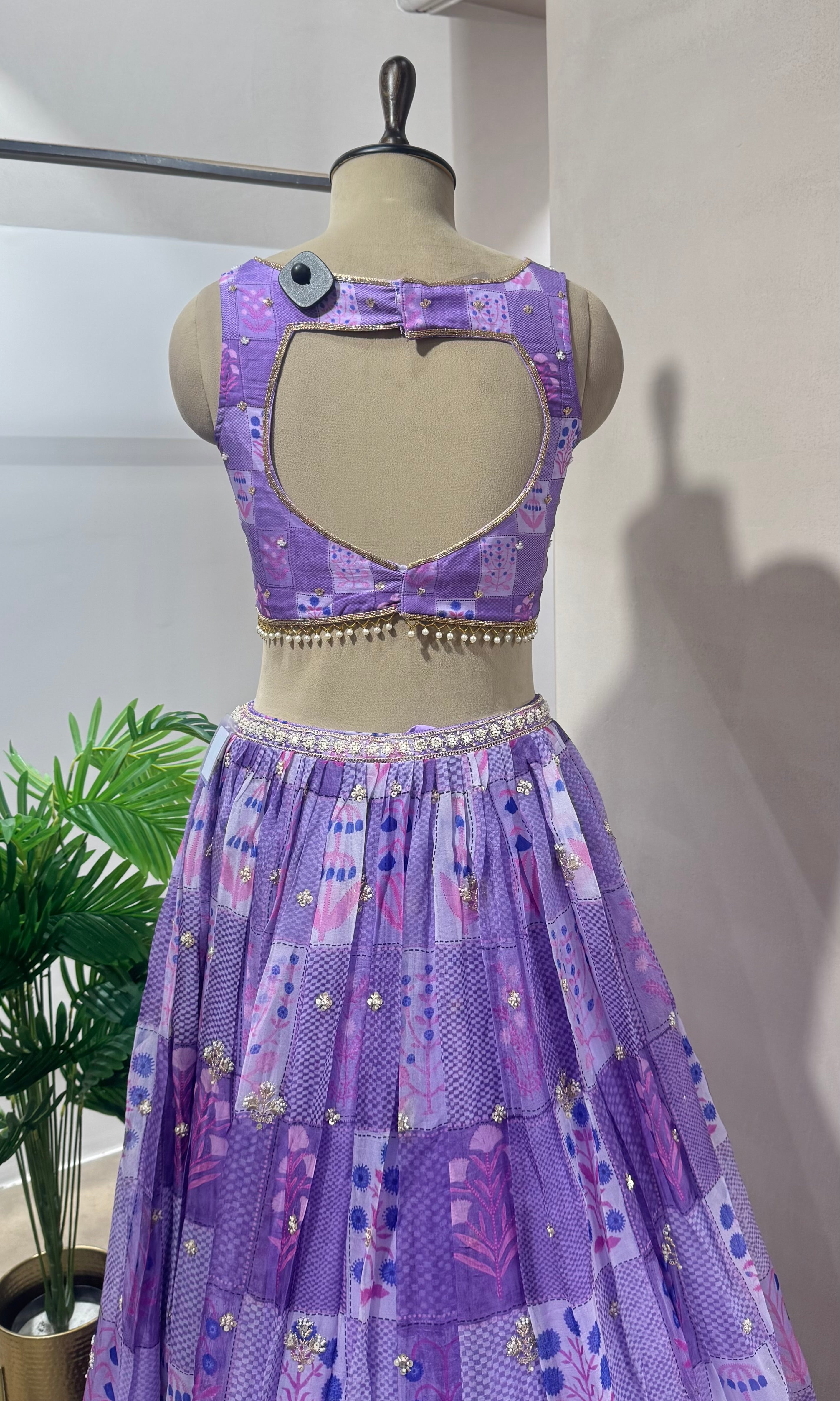 VIOLET EMBROIDERED LEHENGA WTH CORSET BLOUSE
