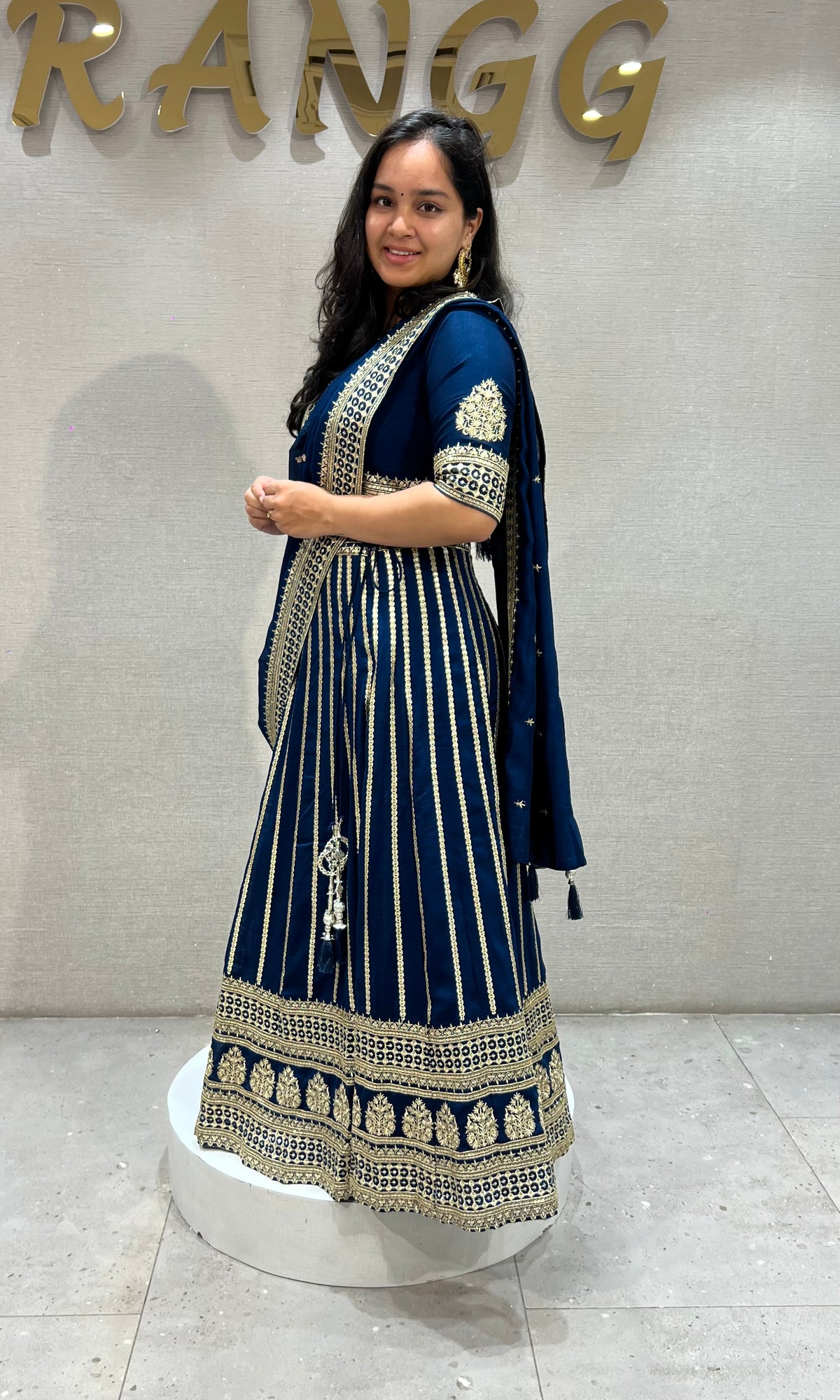 Peacock Blue Georgette Embroidery Lehenga set