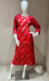 Red Geometric Foil Print A-line Kurti top