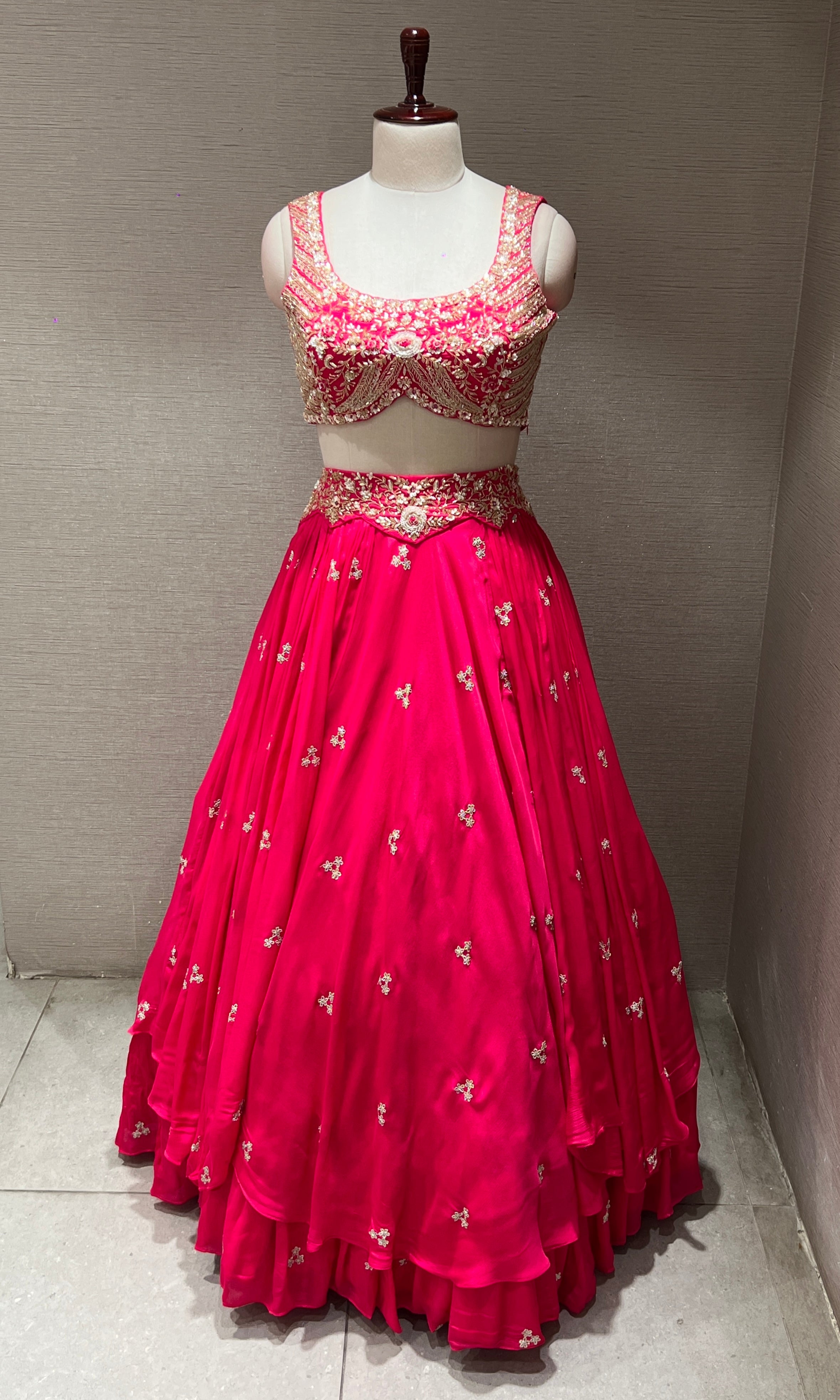 Fuchsia Pink Embroidered Designer Lehenga