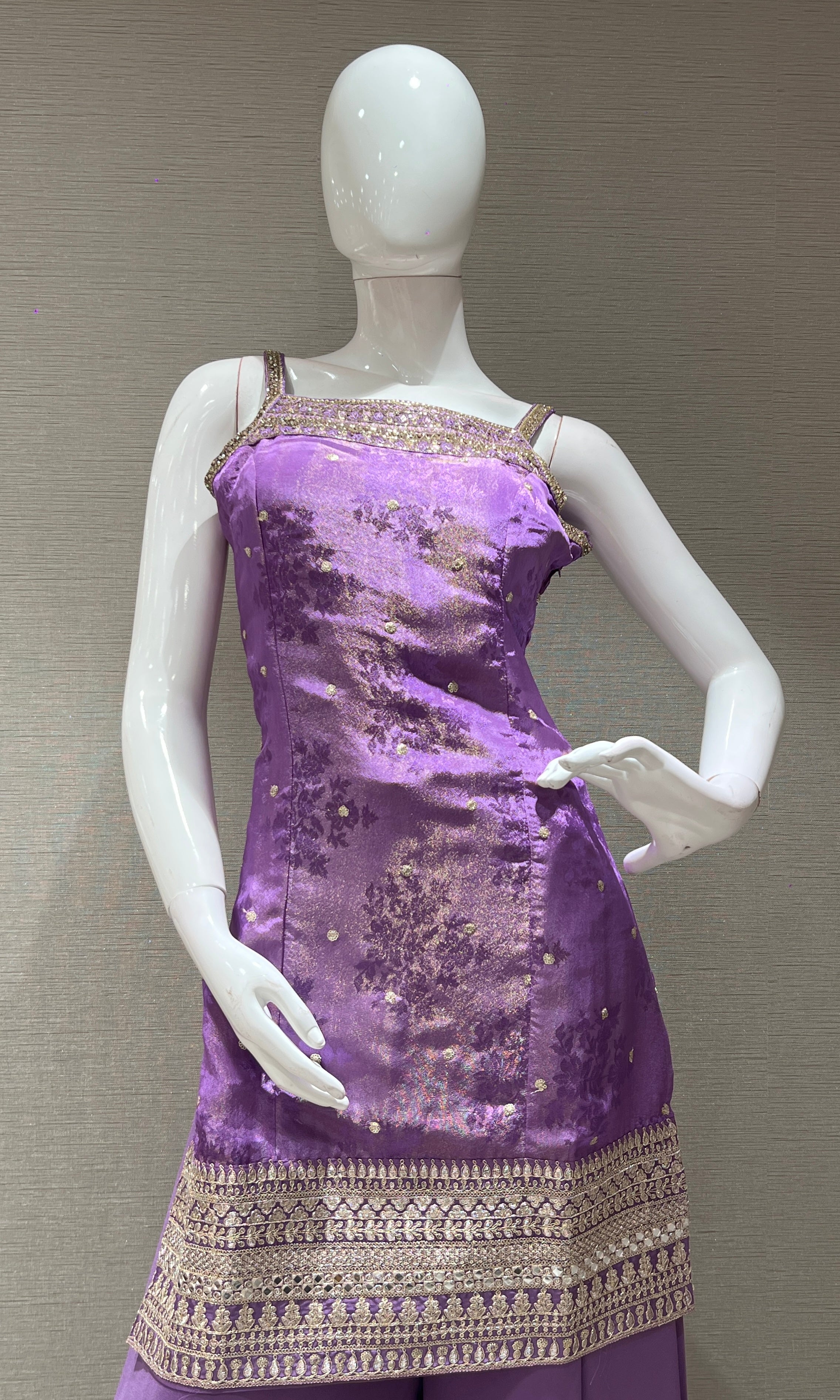 purple embroidery sharara with dupatta