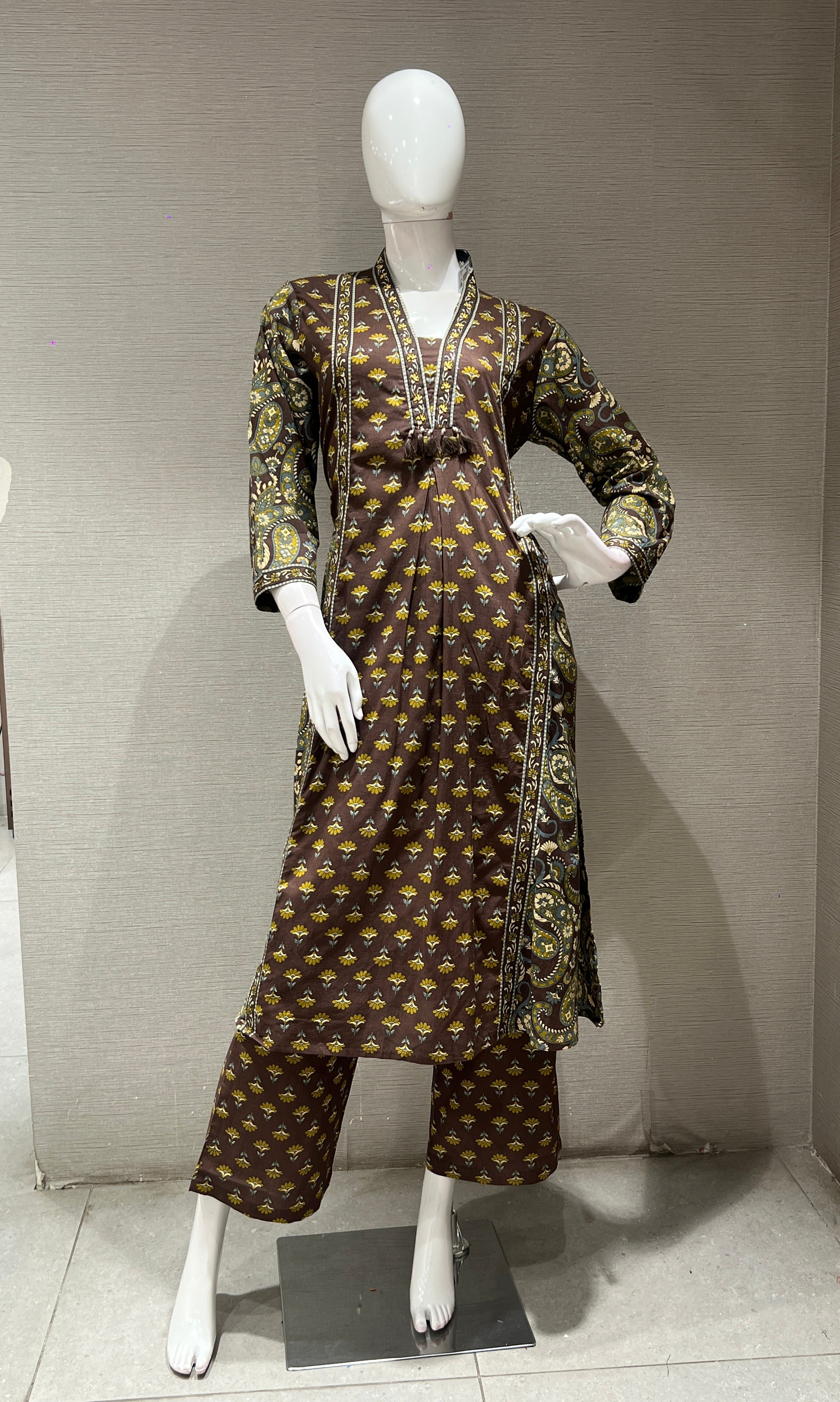 Brown A LINE KURTA SET