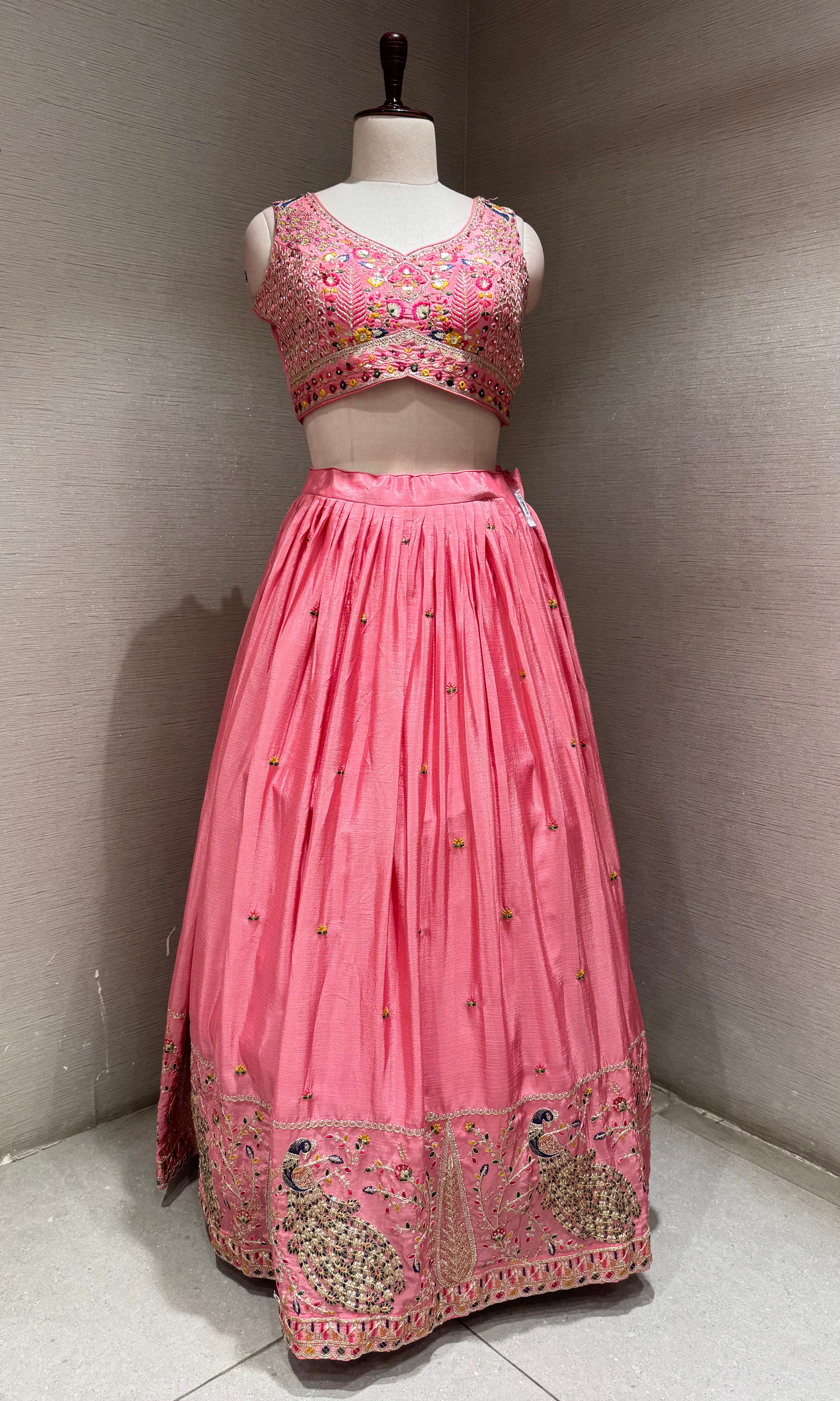 Pink Embroidered Lehenga Set
