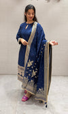 Royal blue banarasi kurta set