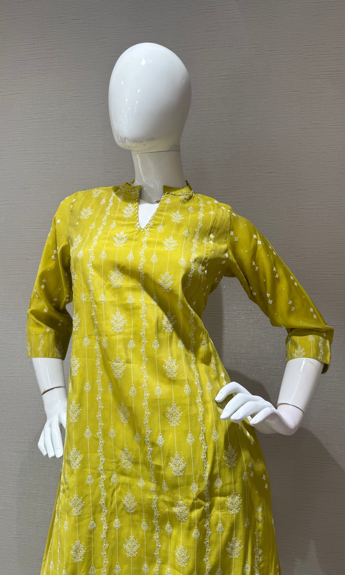 Green cotton Printed Kurta Set with Contrast dupatta