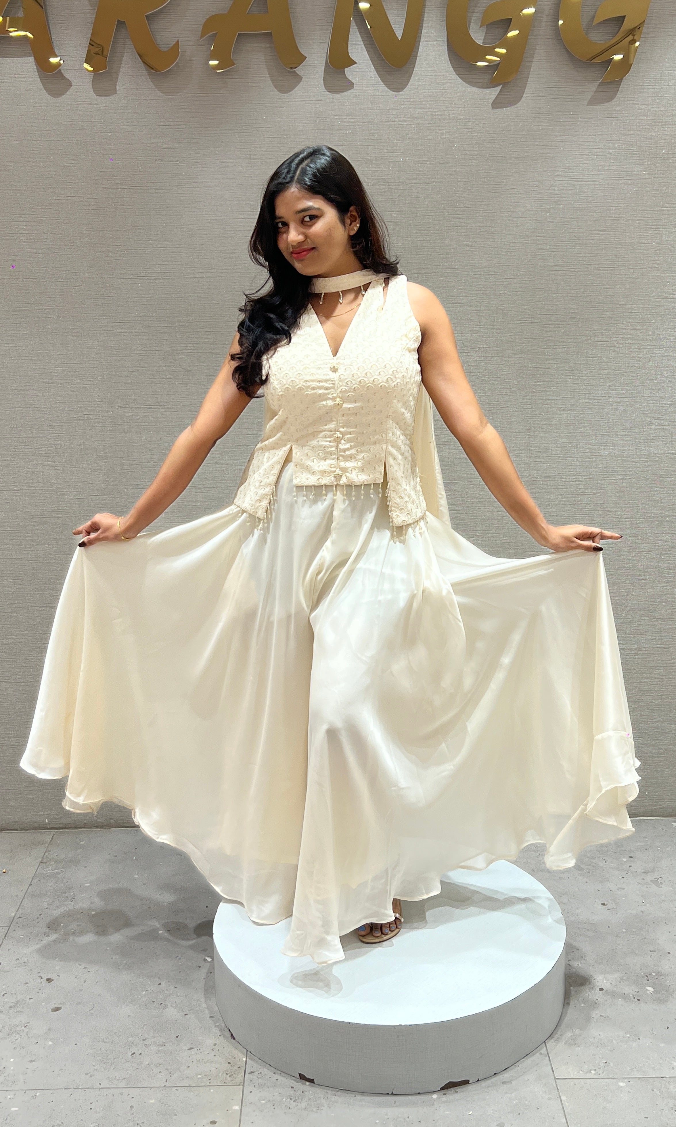 Ivory Grace Peplum Sharara Set