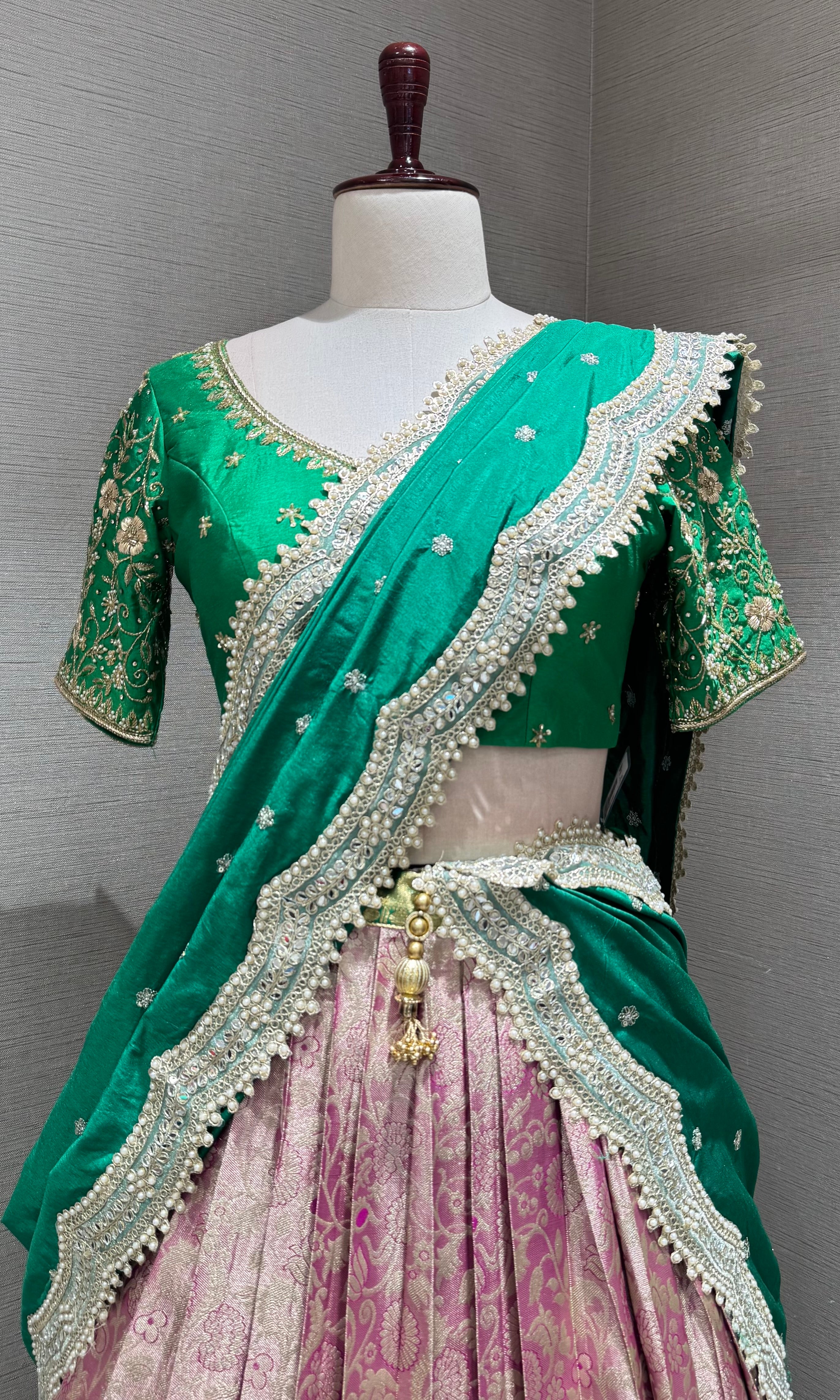 Green Kanchipuram Silk Lehenga Set