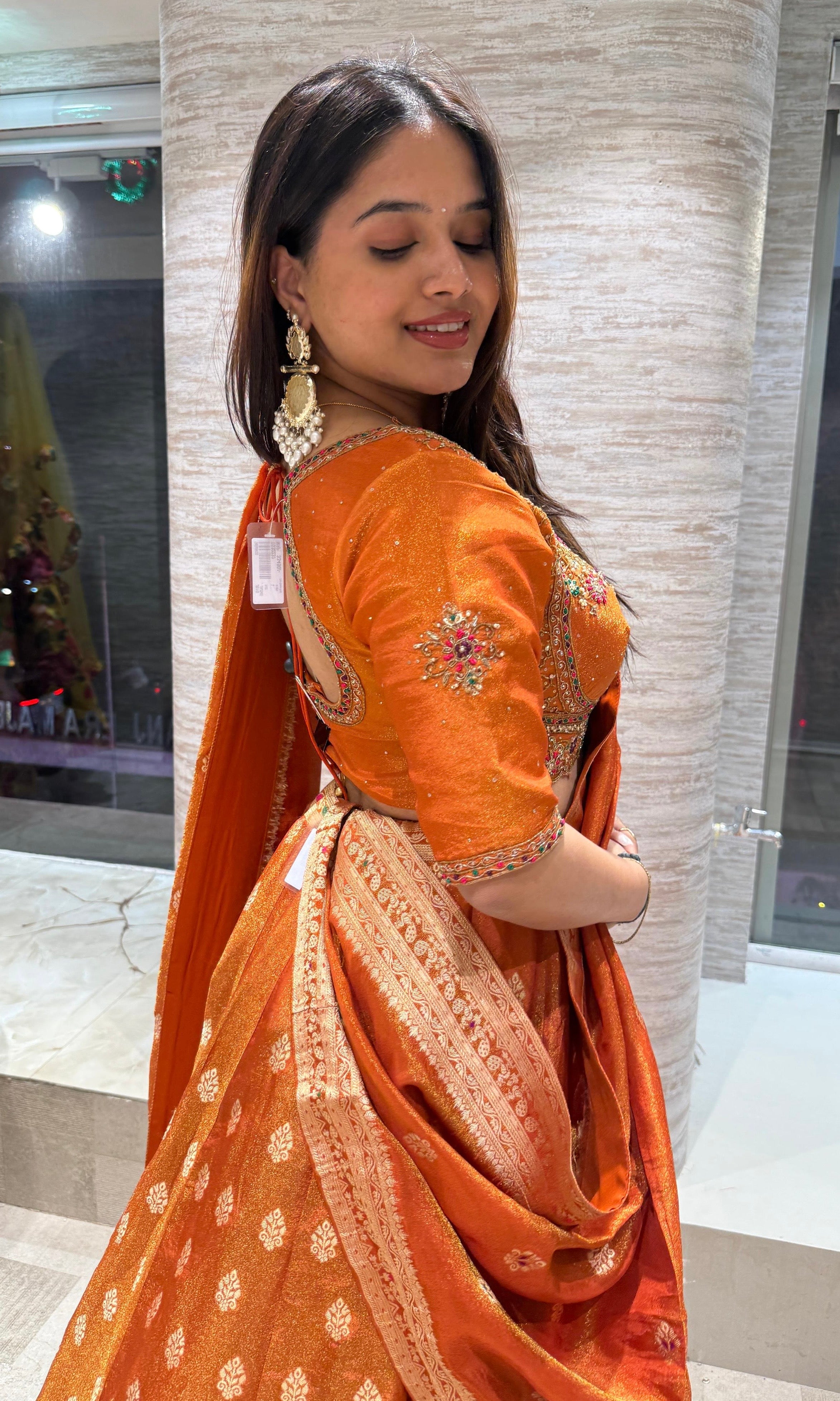 Rust Golden BANARASI EMBROIDERED Lehenga