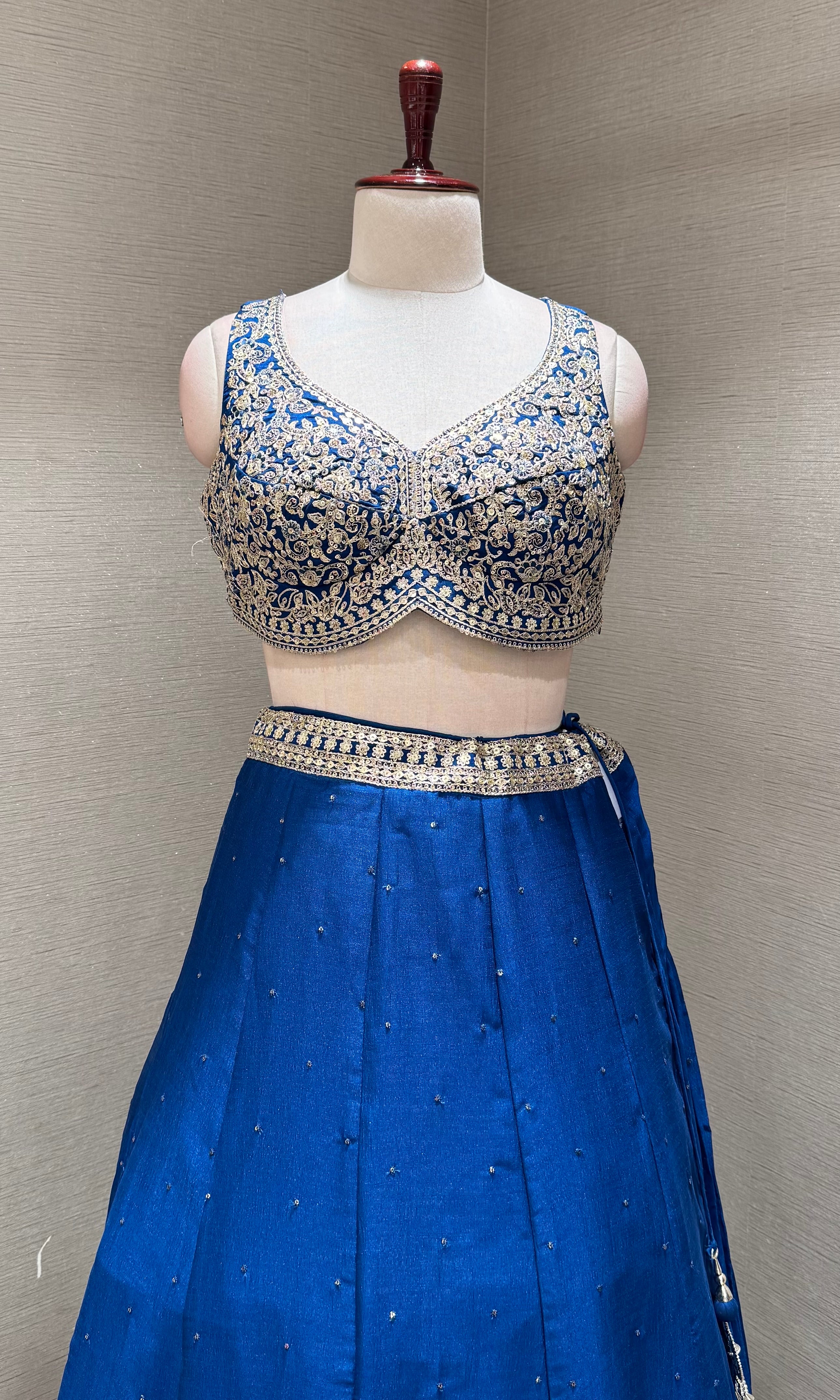 Royal Blue Lehenga Choli with Silver and Gold Embroidery