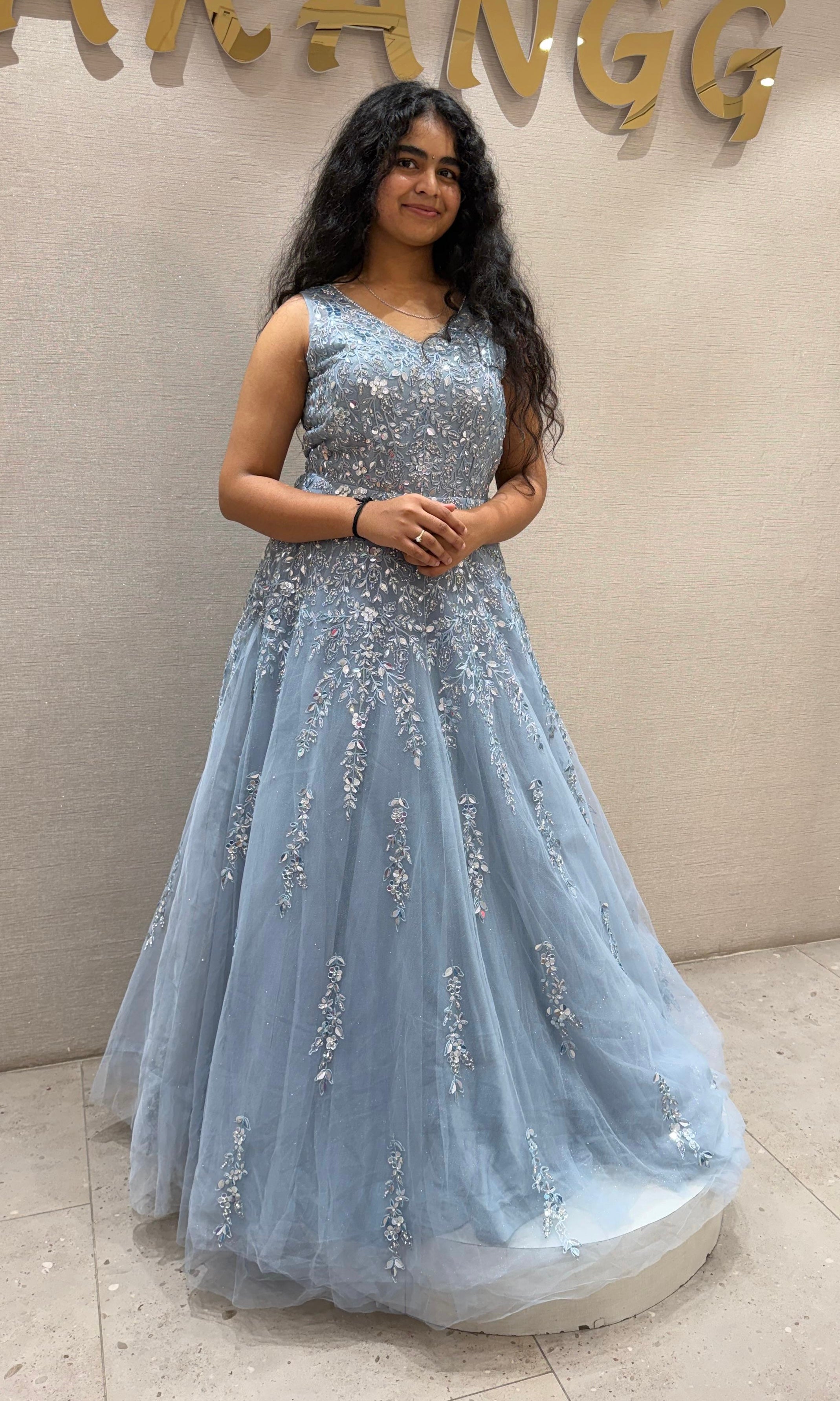Sky Blue Stonework Gown