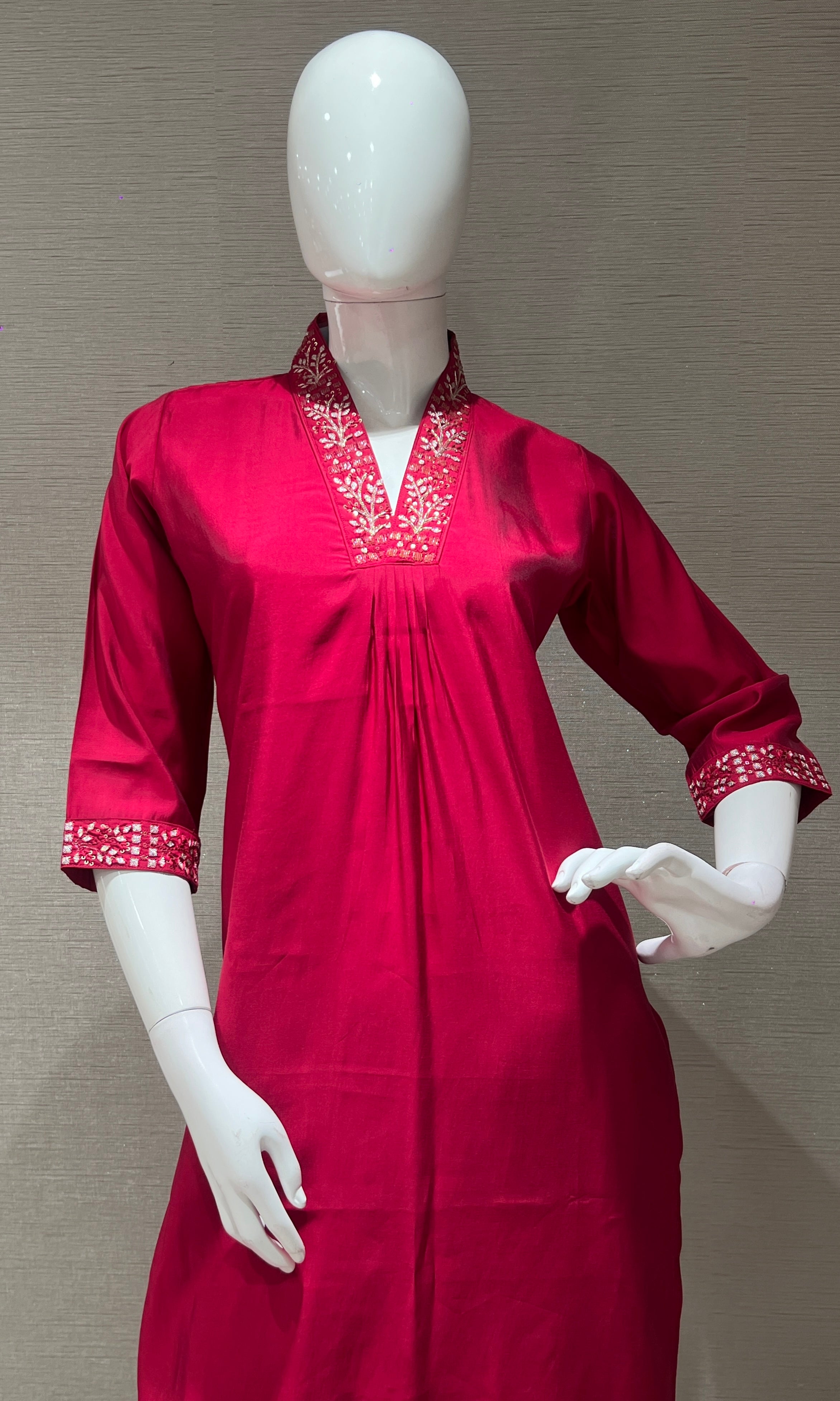 Rani Pink Kurta Set with Gold Dupatta