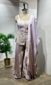 Lavender Shimmer Tissue Peplum Suit