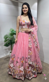 Pink floral embroidered lehenga set