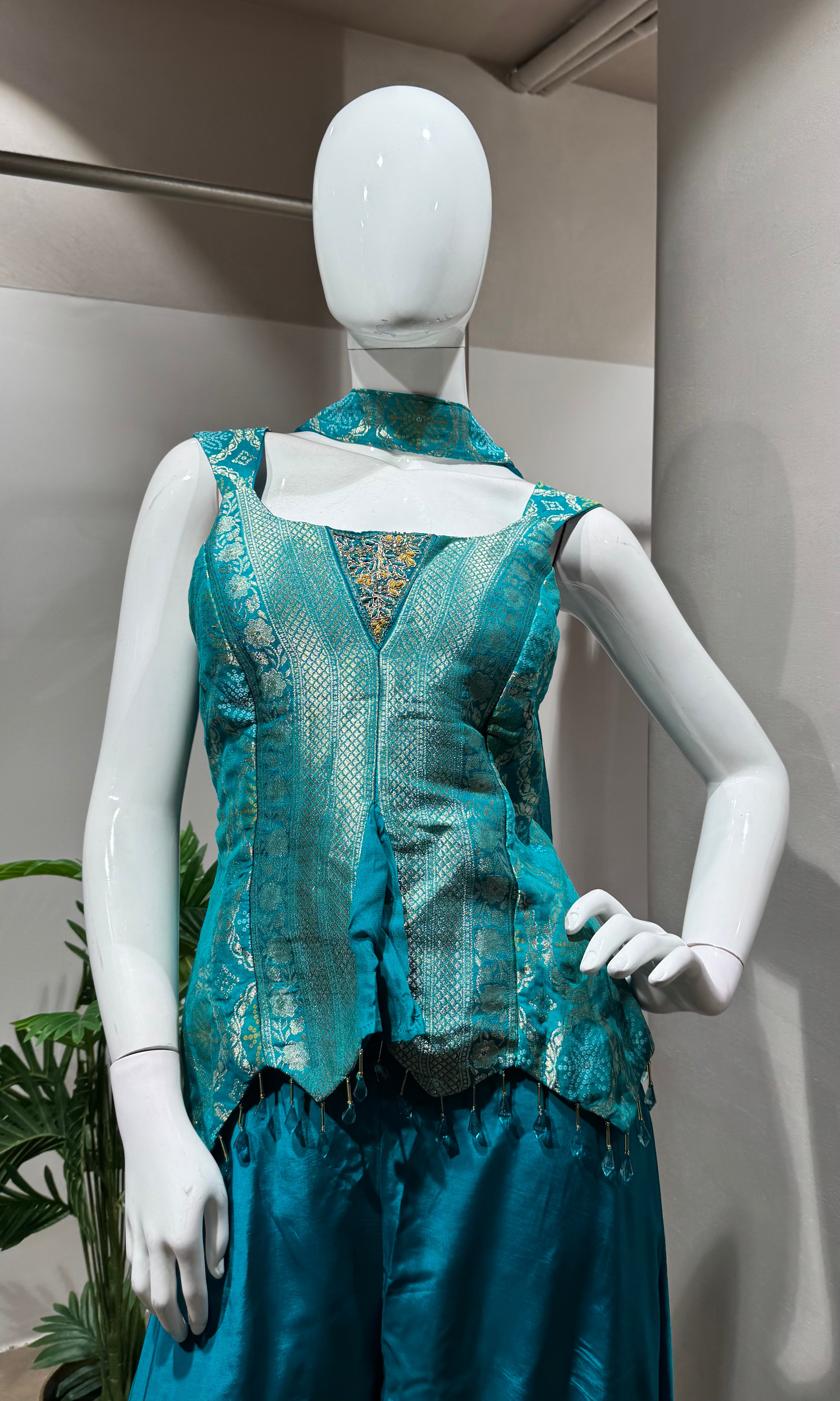 RAMA TISSUE CORSET BLOUSE WITH PALAZZO SET