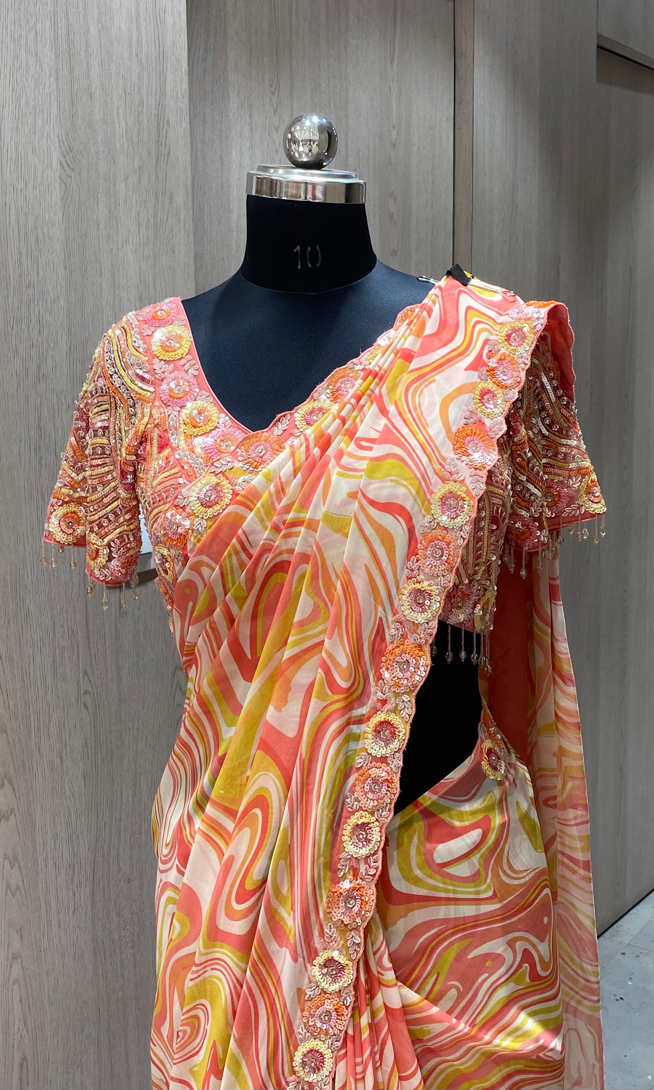 Baby pink saree with ready blouse