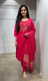 rani pink Ethnic motif kurta set
