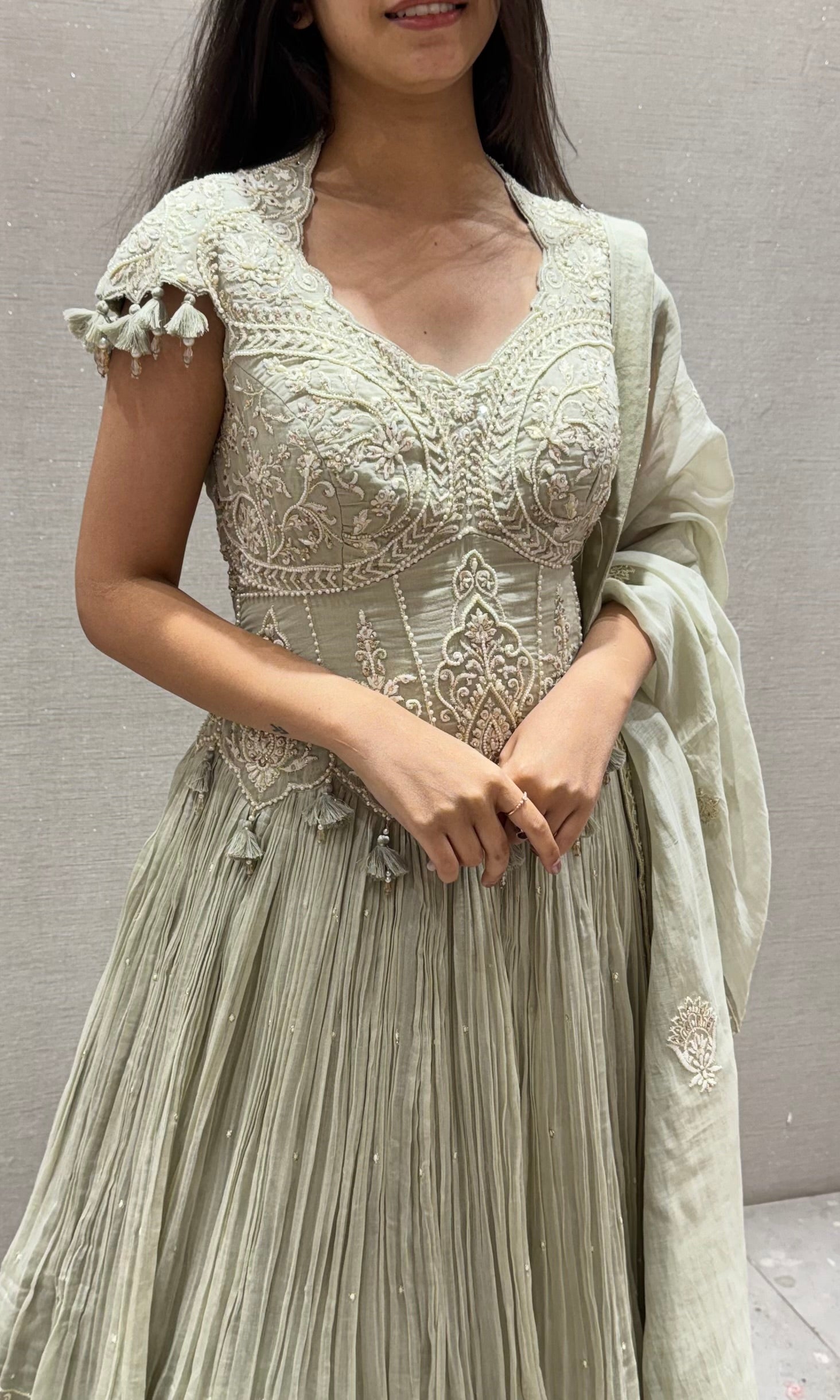 LIGHT GREY Embroidered Lehenga set