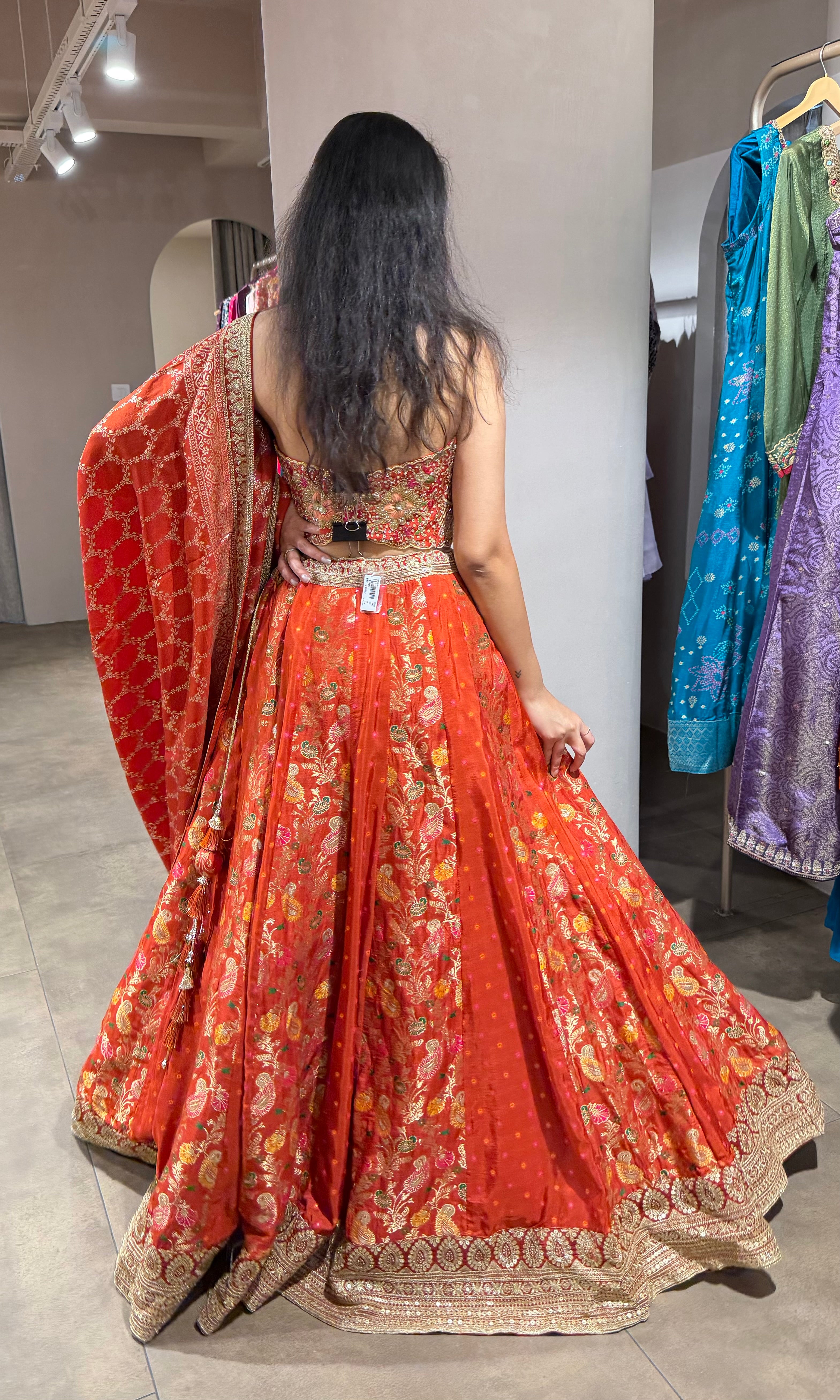 Rust INTRICATE EMBROIDERED LEHENGA