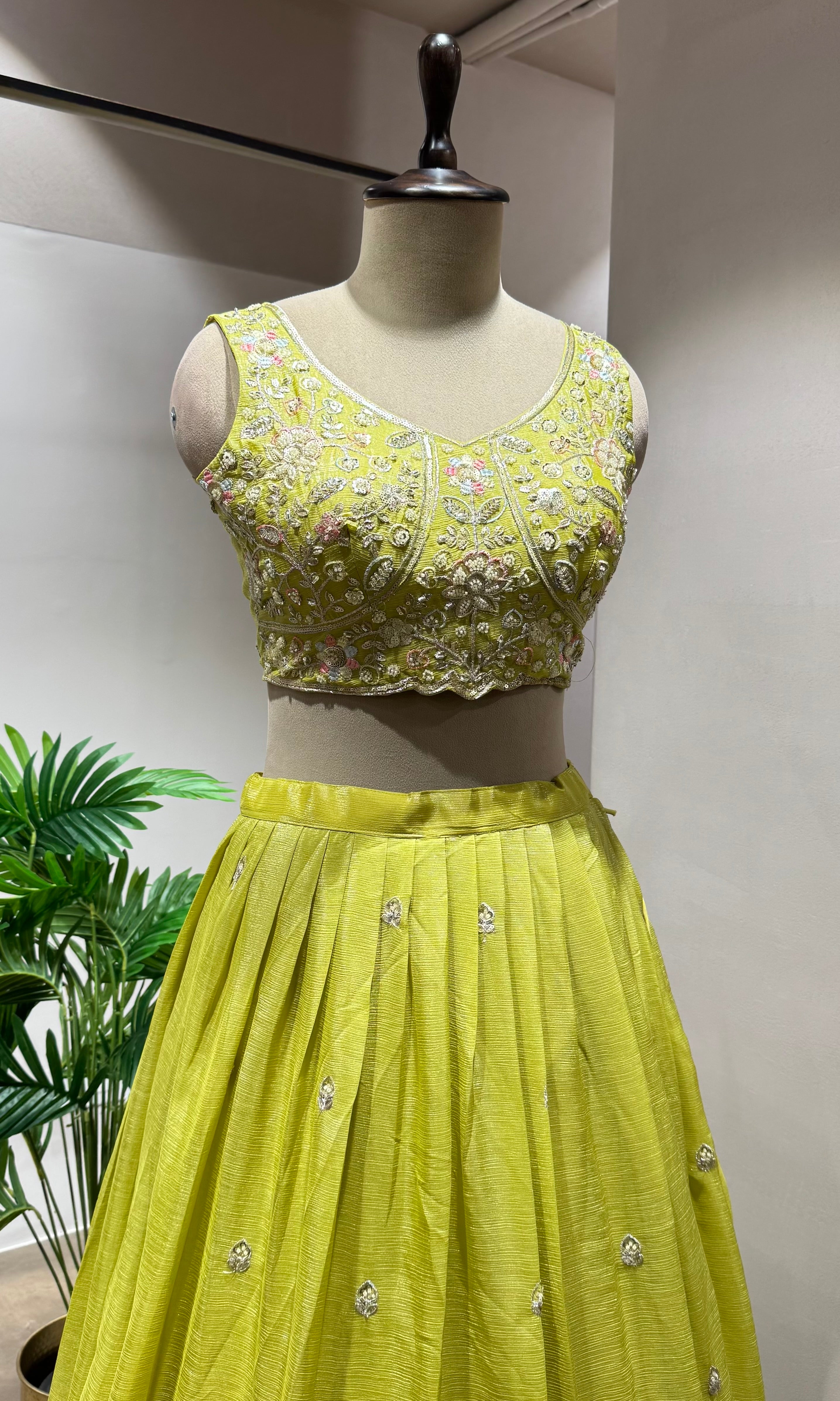 Green Lehenga with Embroidered Border