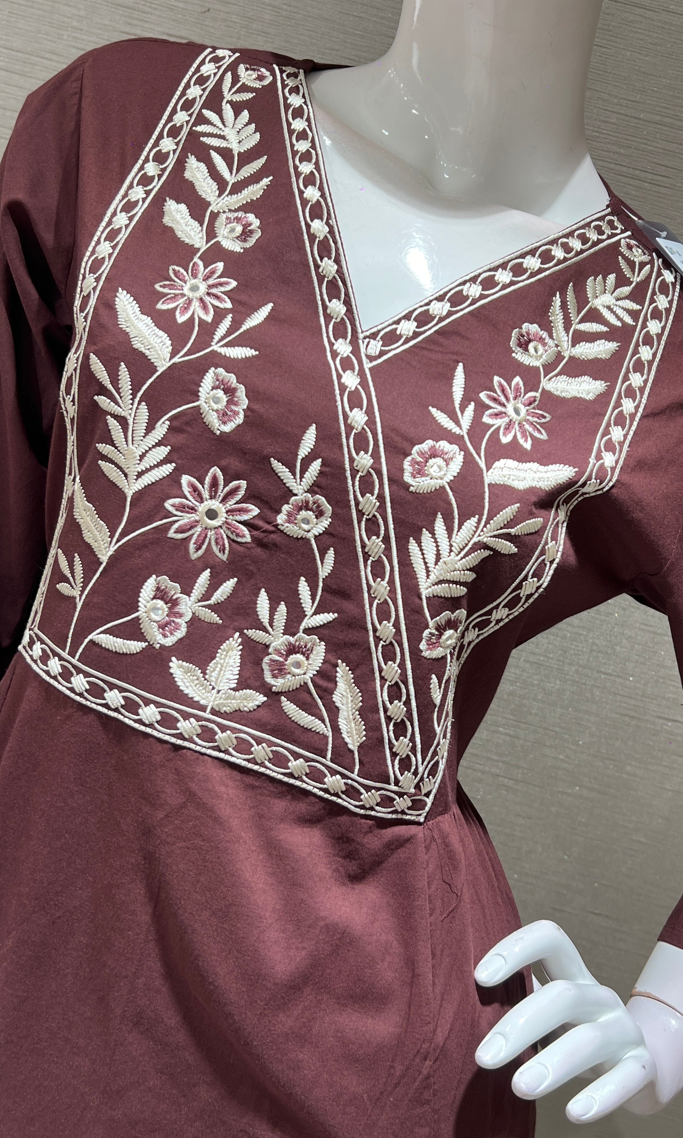Wine FLORAL THREAD EMBROIDERY kurta set