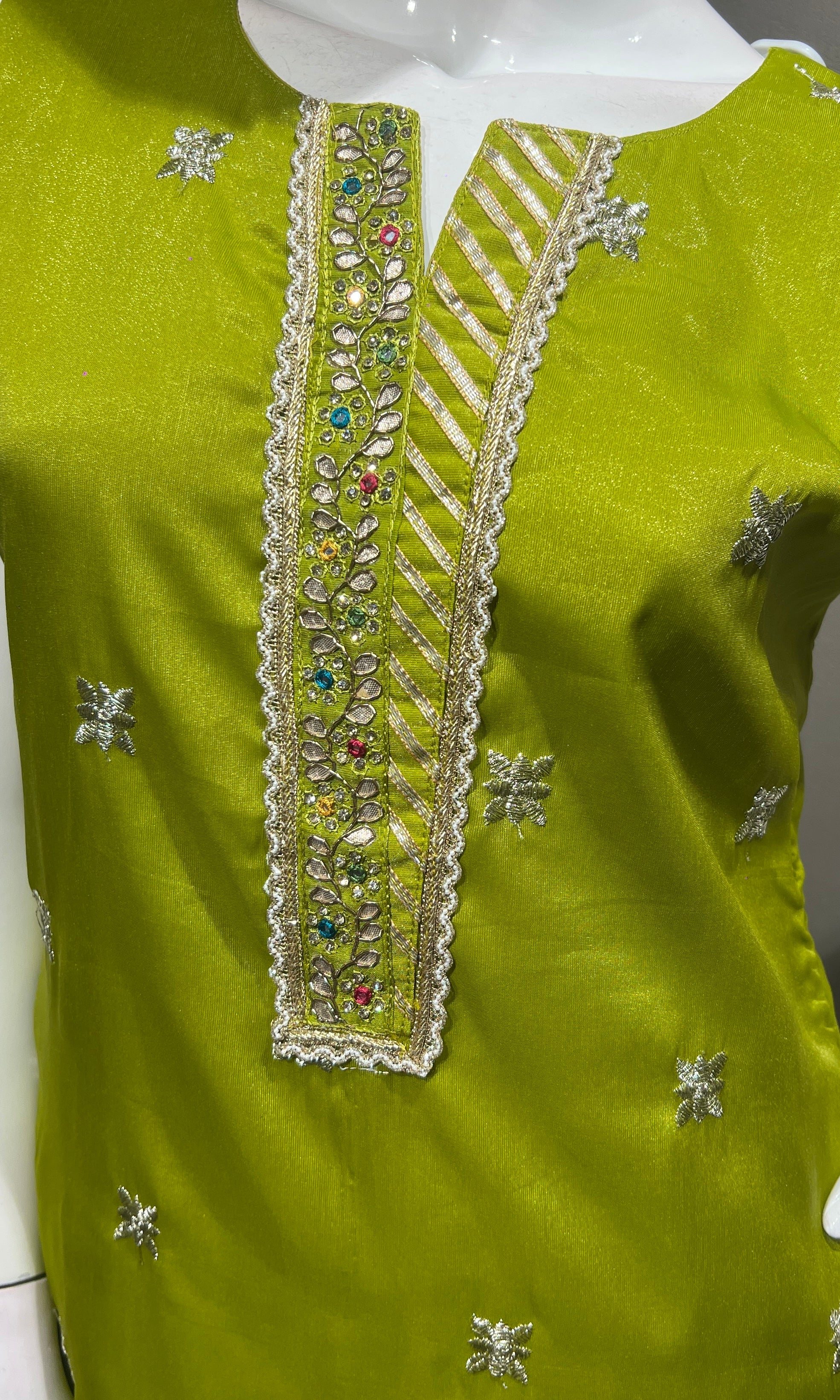 Green Peacock Embroidered Sharara set