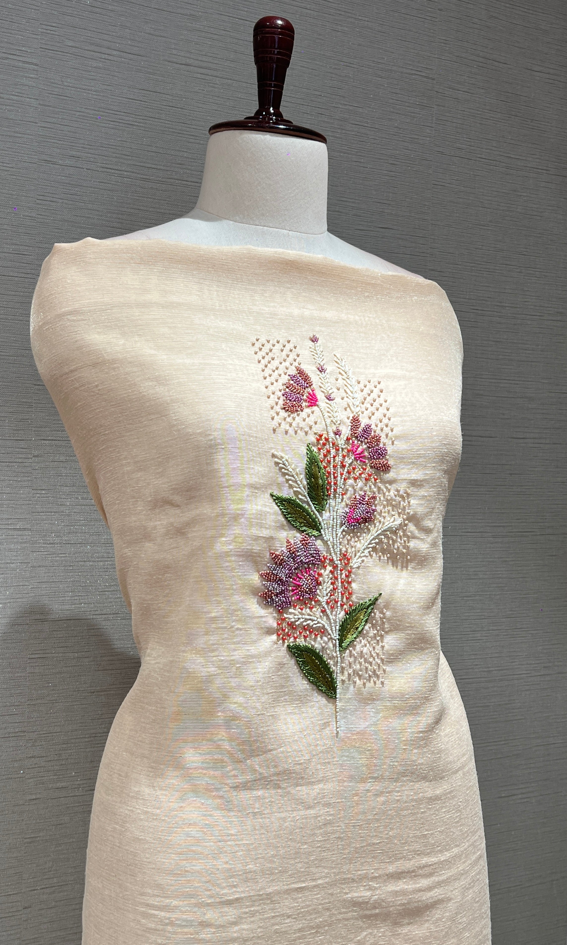 Cream FLORAL dress material