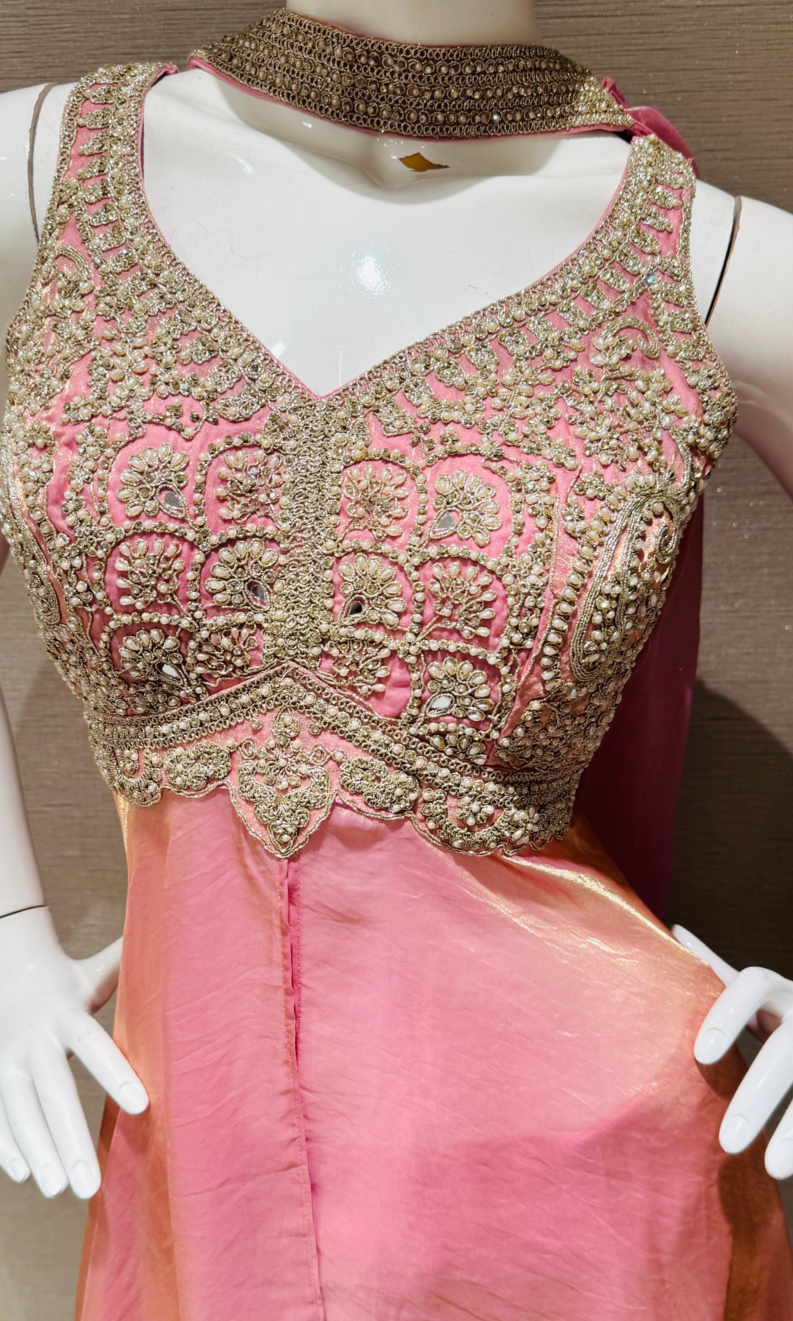 Blush Pink Shimmer Tissue Palazzo Set