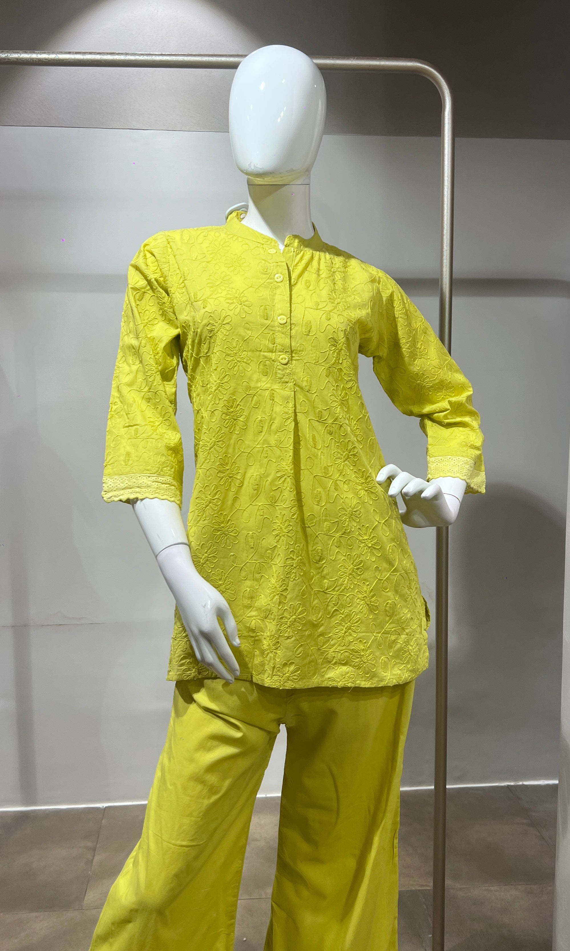 Mehandi Green Cotton Ethnic Co-ord Set