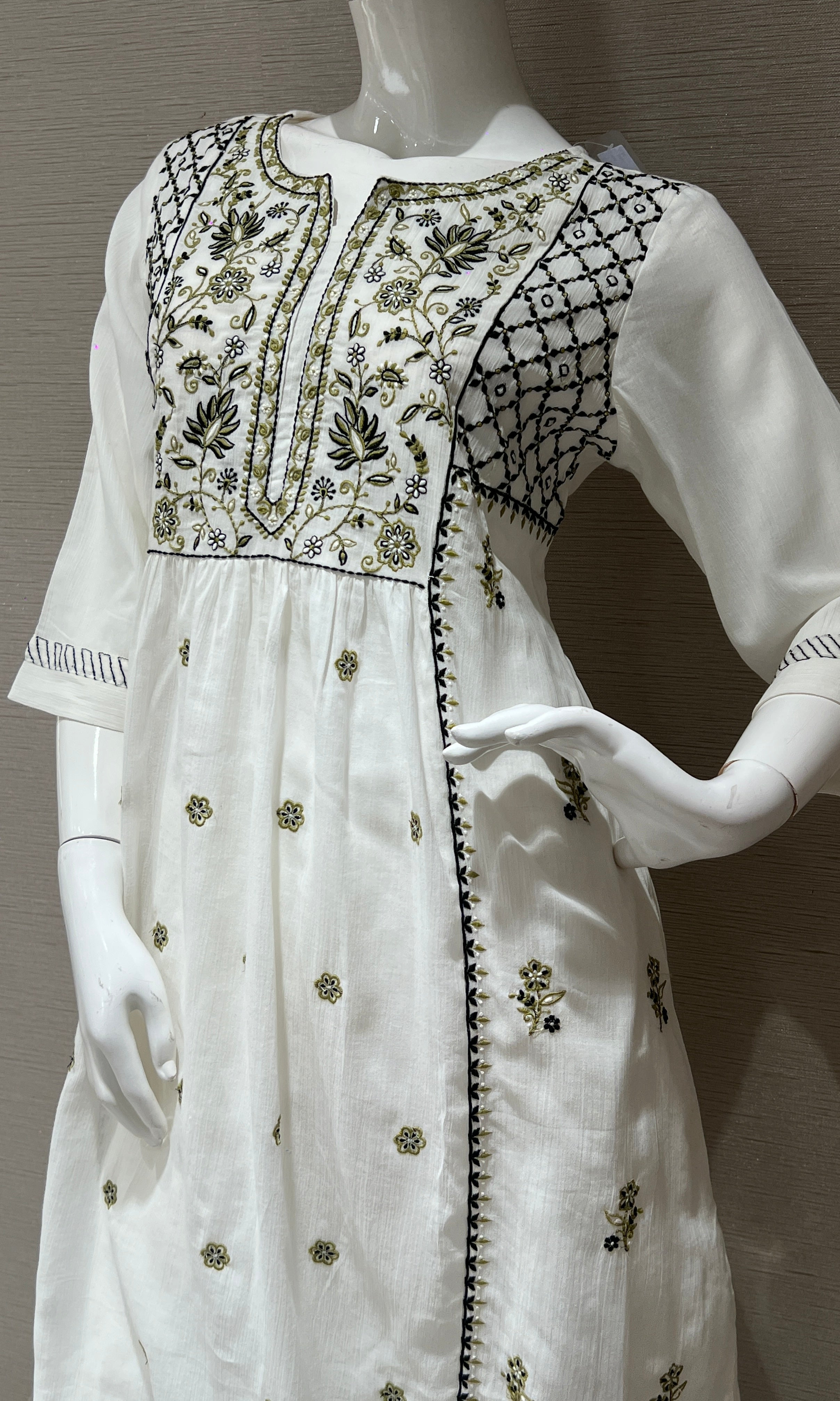 White Anarkali set